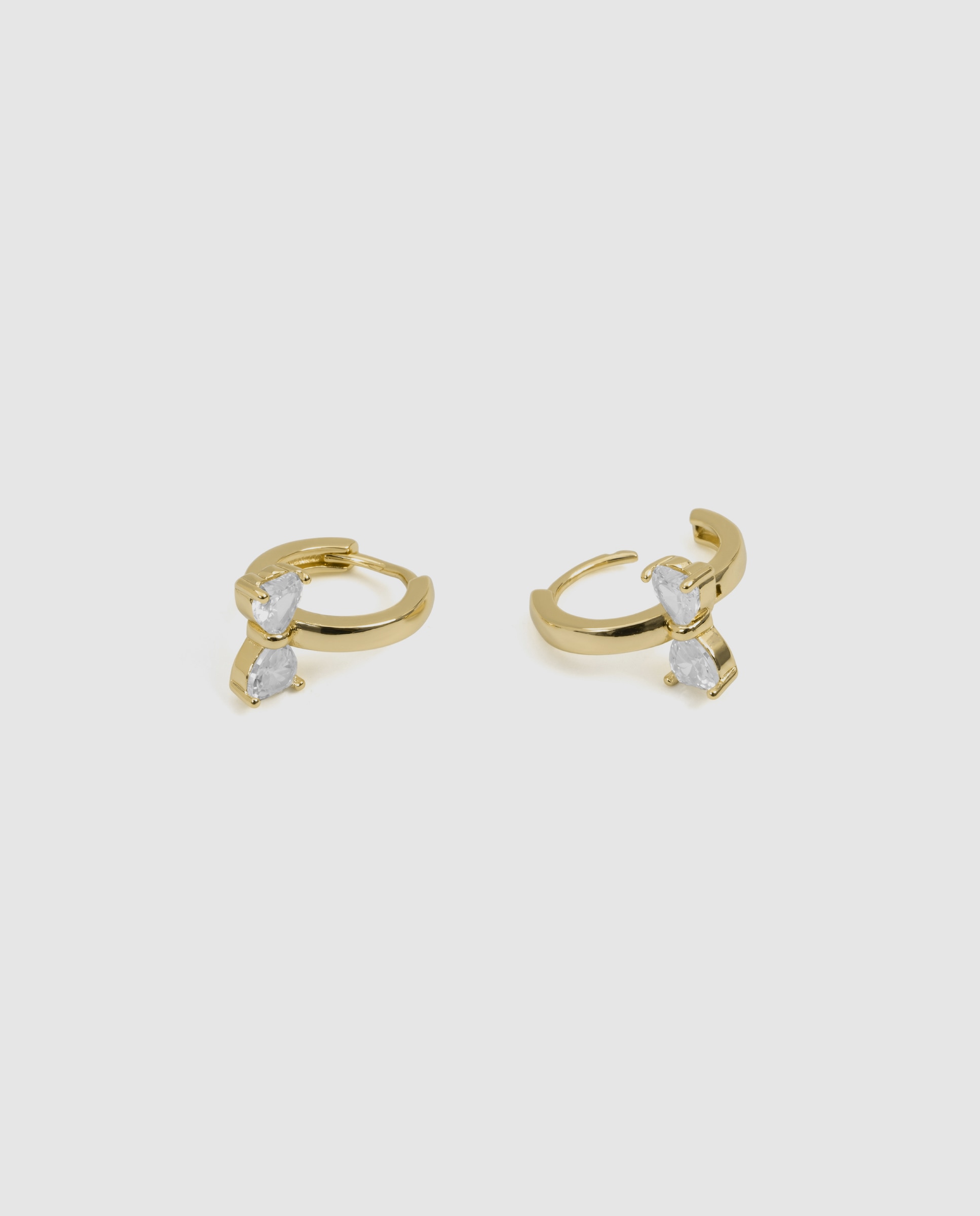 Pendientes acabados en oro amarillo 18k con circonita brillante - Luxenter - Dorado Dorado-6