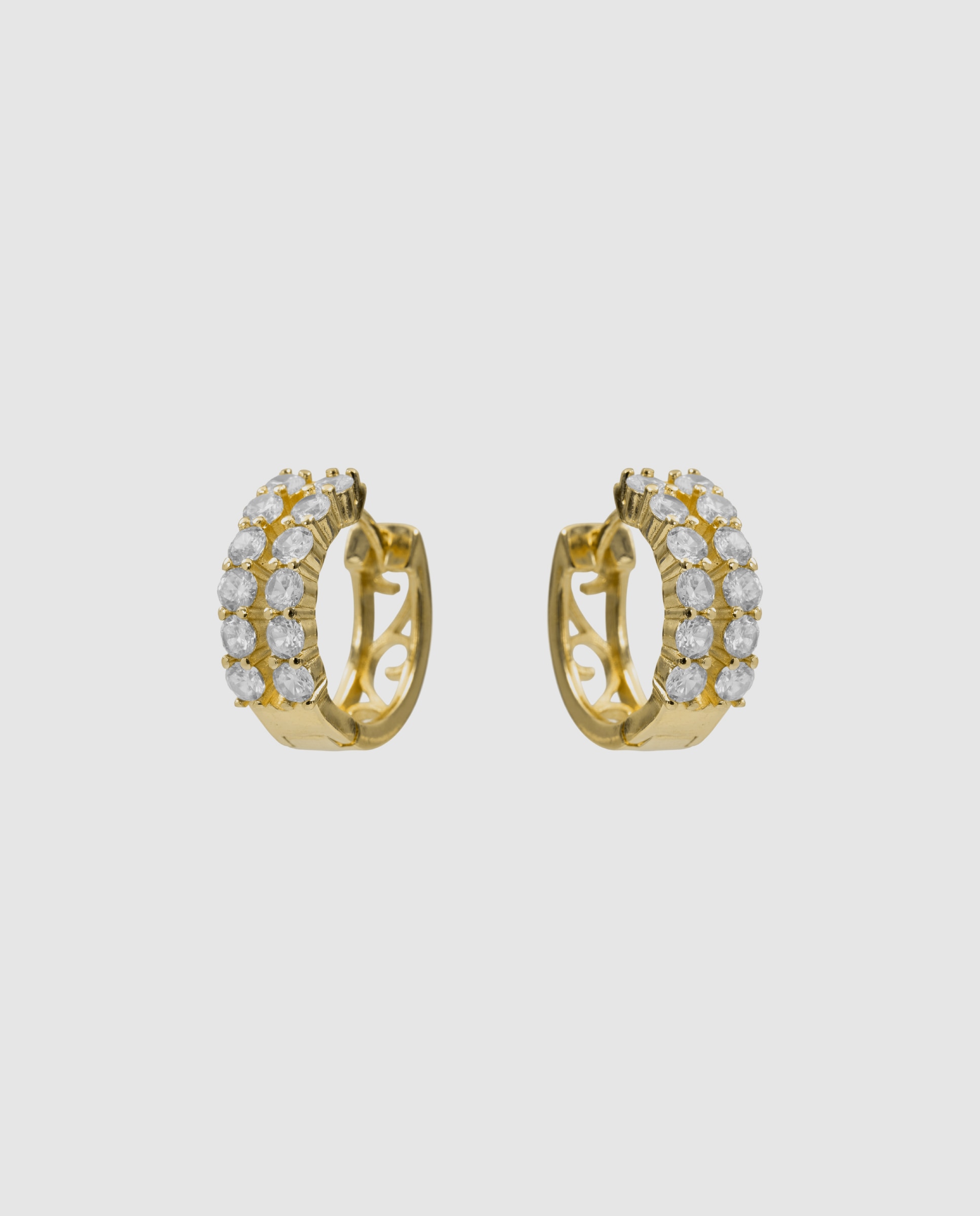 Pendientes de aro basic con circonita acabados en oro de 18k - Luxenter - Dorado Dorado-3