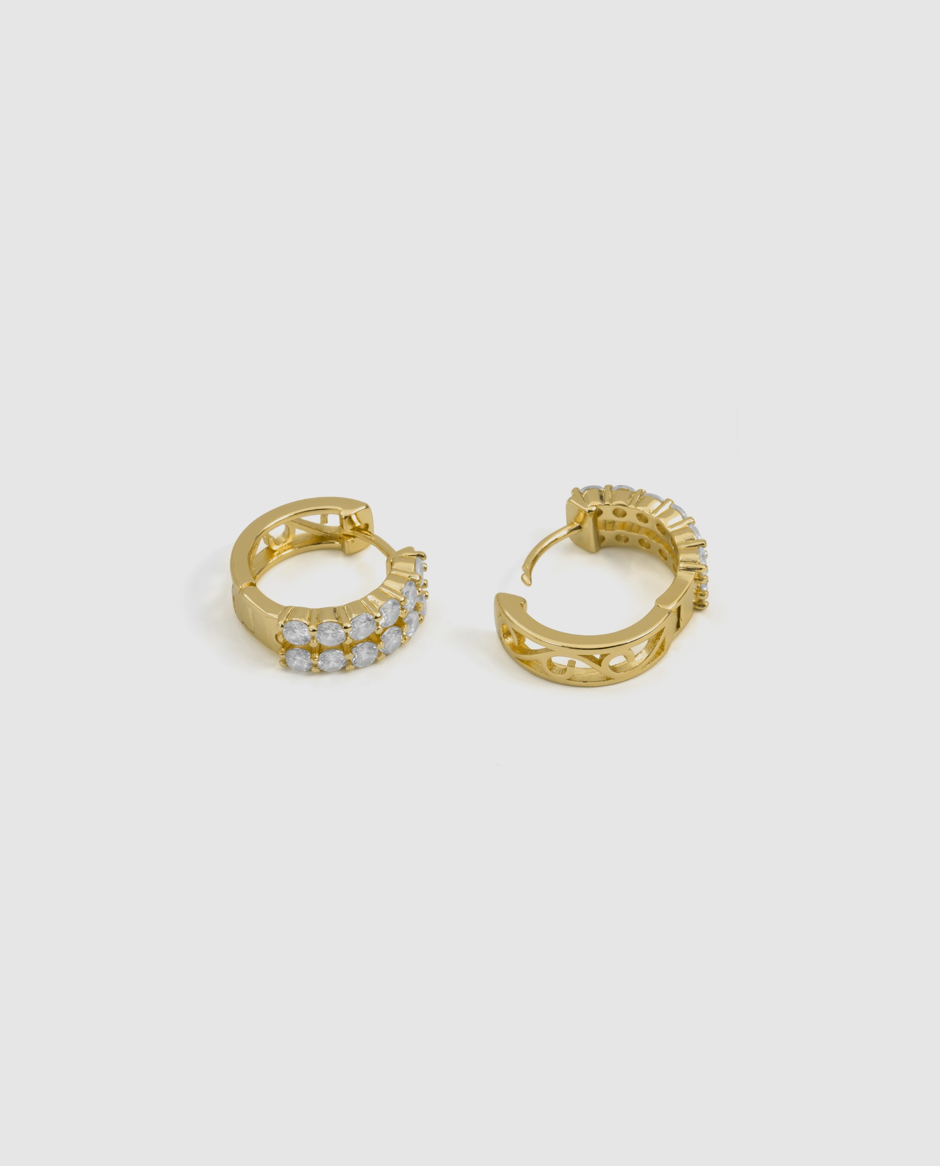 Pendientes de aro basic con circonita acabados en oro de 18k - Luxenter - Dorado Dorado-6