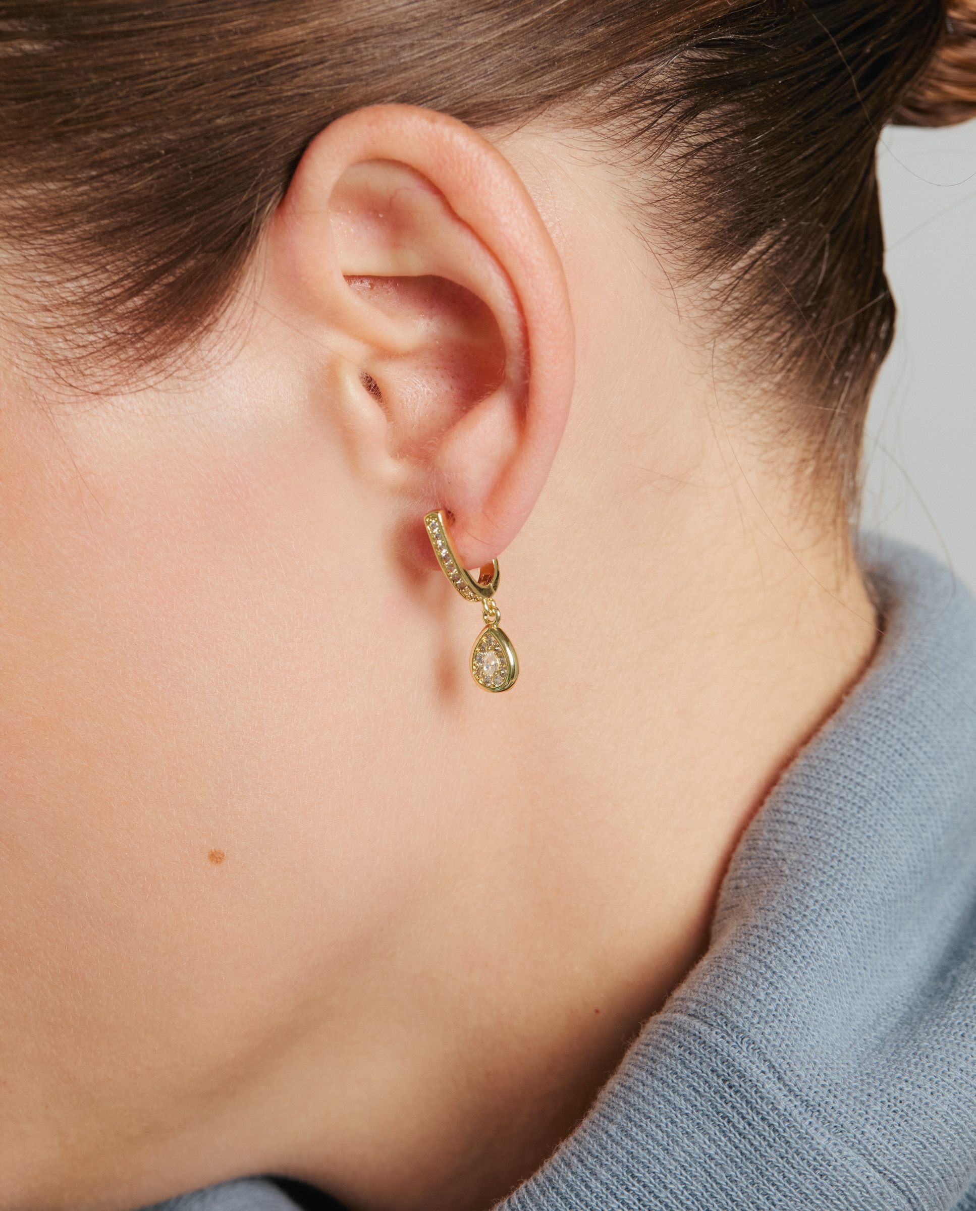 Pendientes basic con circonita brillante acabados en oro amarillo de 18k - Luxenter - Multicolor Multicolor-4
