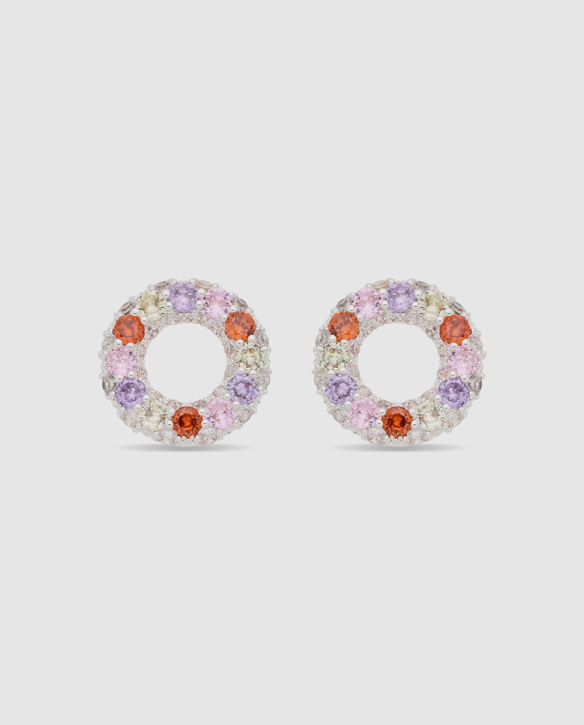 Imagen 0 de Pendientes basic con circonita acabados en rodio Multicolor