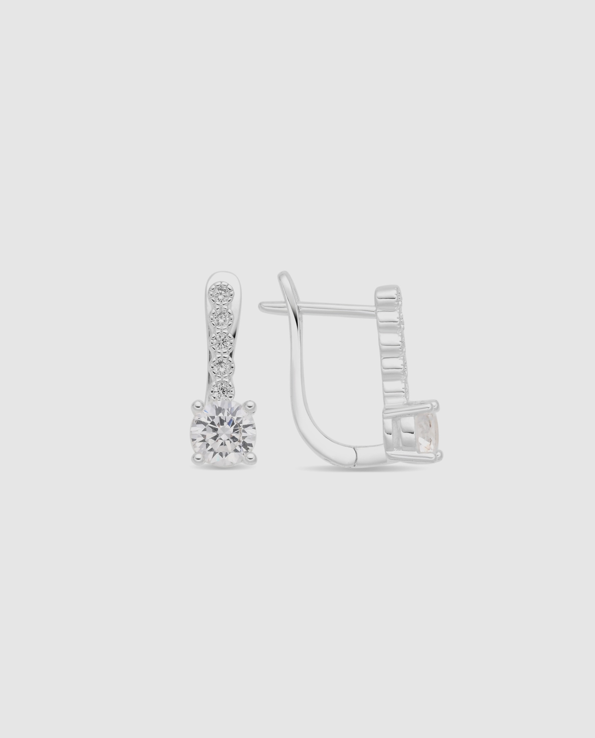 Pendientes acabados en rodio con circonita brillante - Luxenter - Plateado Plateado-1
