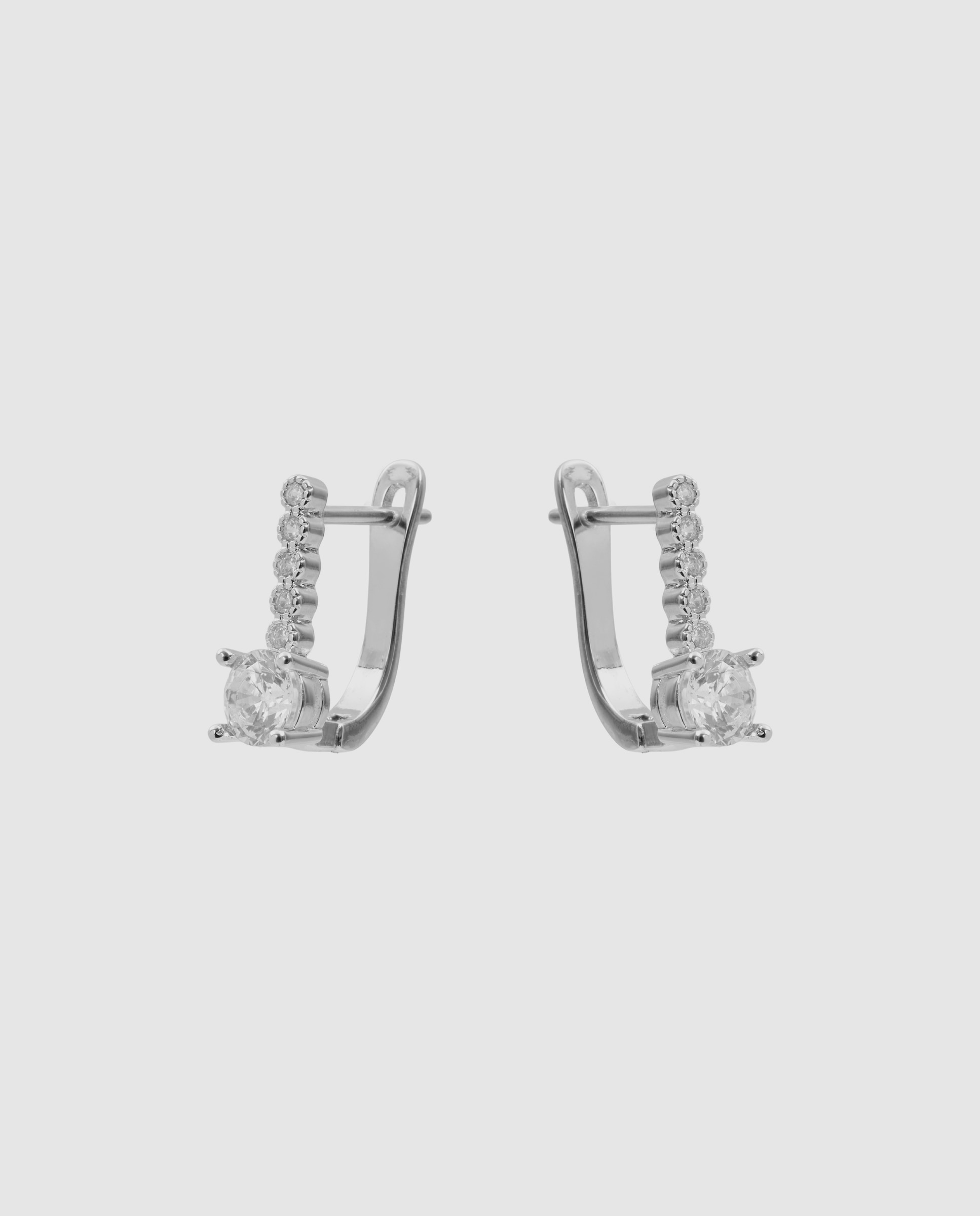 Pendientes acabados en rodio con circonita brillante - Luxenter - Plateado Plateado-3