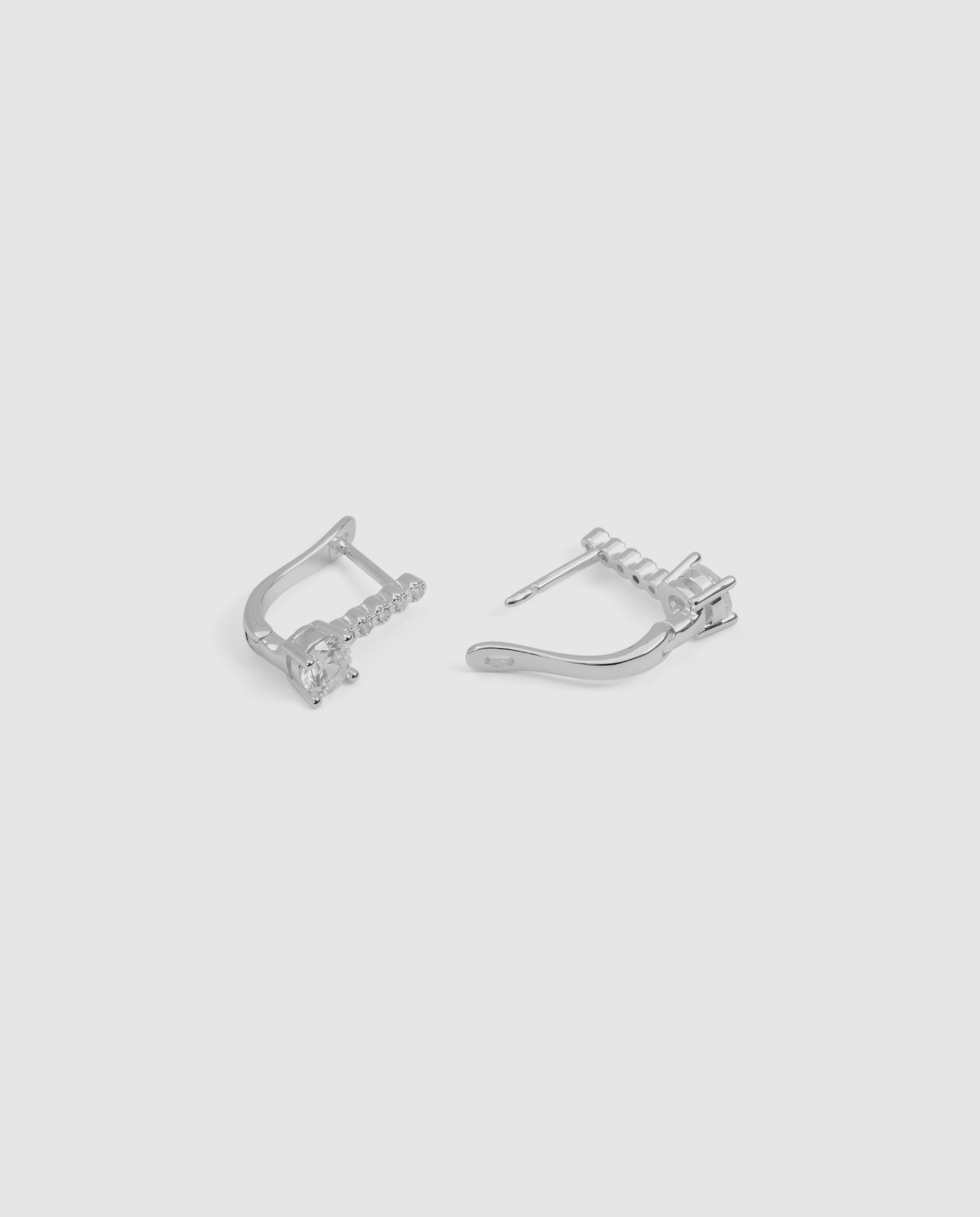 Pendientes acabados en rodio con circonita brillante - Luxenter - Plateado Plateado-6