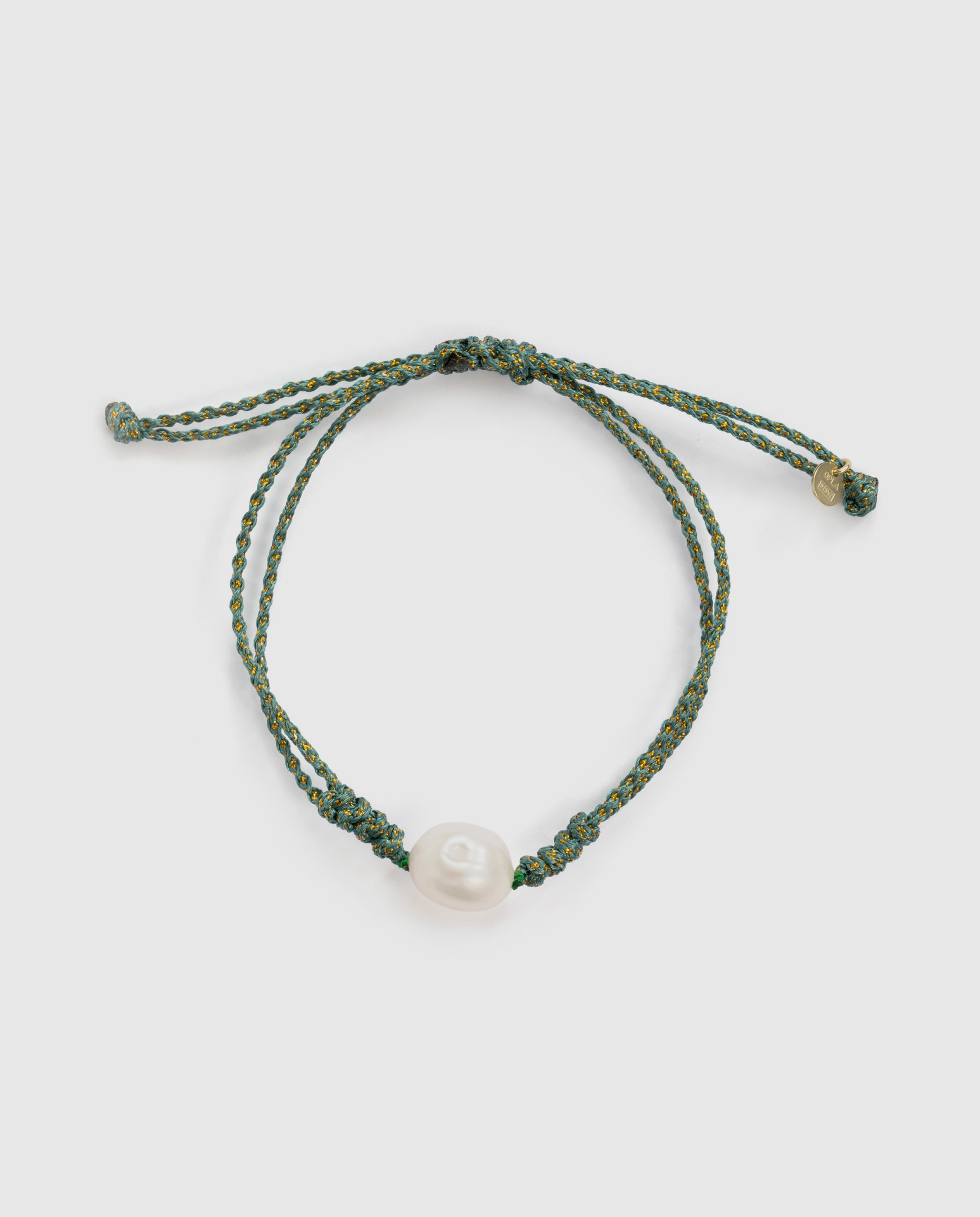 Pulsera africa con algodon acabada en oro de 18k - Luxenter - Verde Verde-3