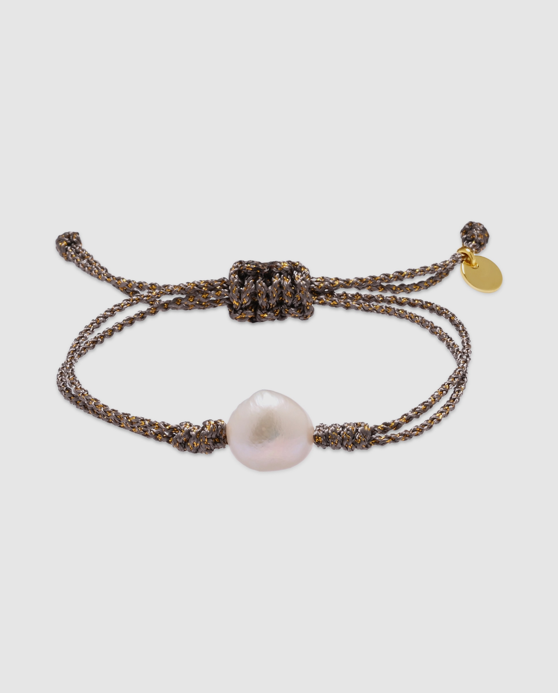 Pulsera africa con algodon acabada en oro de 18k - Luxenter - Marrón Marrón-1