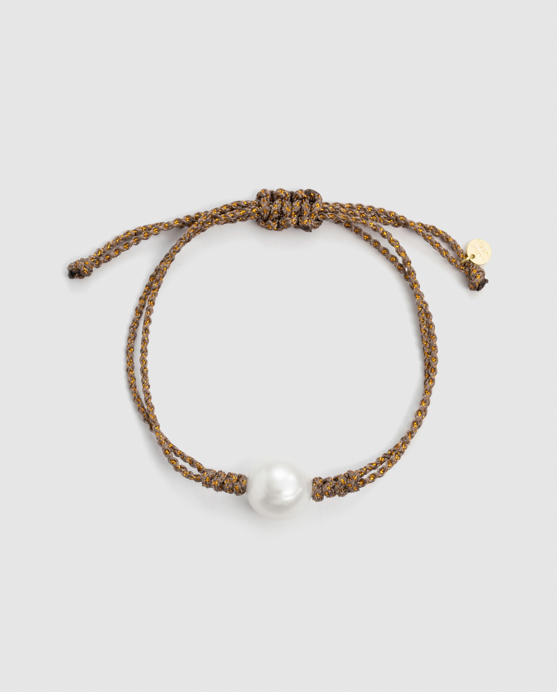Pulsera africa con algodon acabada en oro de 18k - Luxenter - Marrón Marrón-3