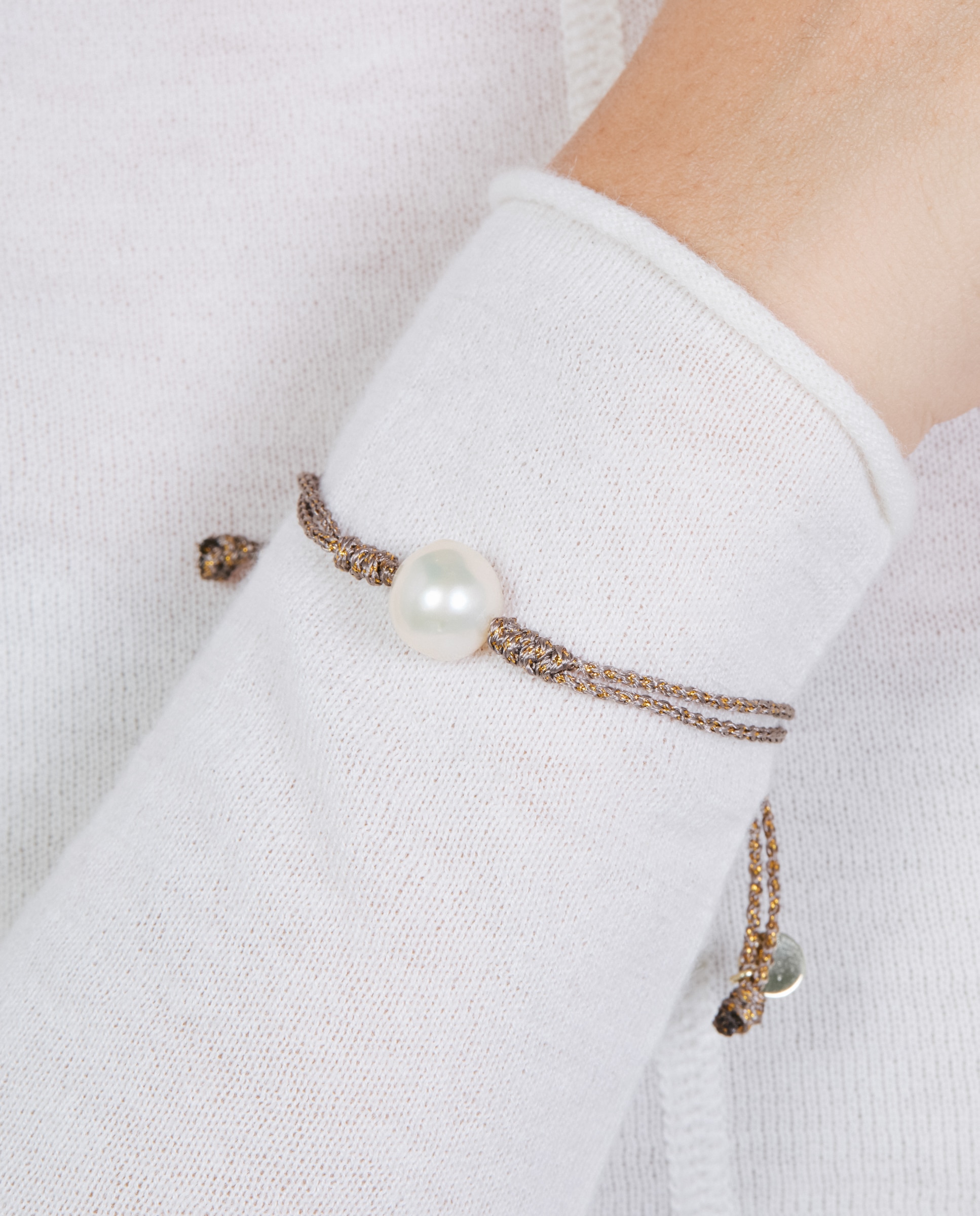 Pulsera africa con algodon acabada en oro de 18k - Luxenter - Marrón Marrón-4