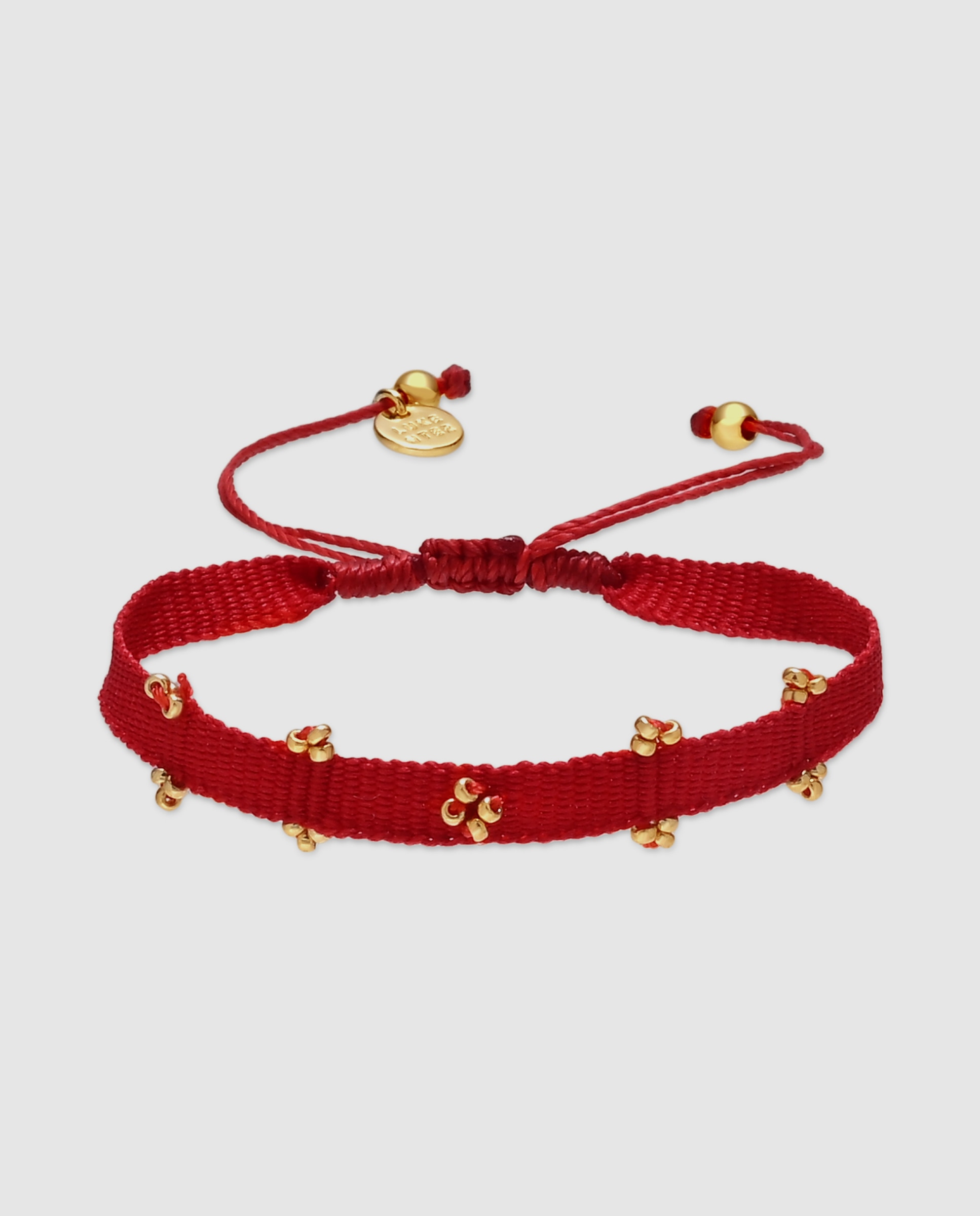 Pulsera africa con algodón acabada en oro de 18k - Luxenter - Rojo Rojo-1