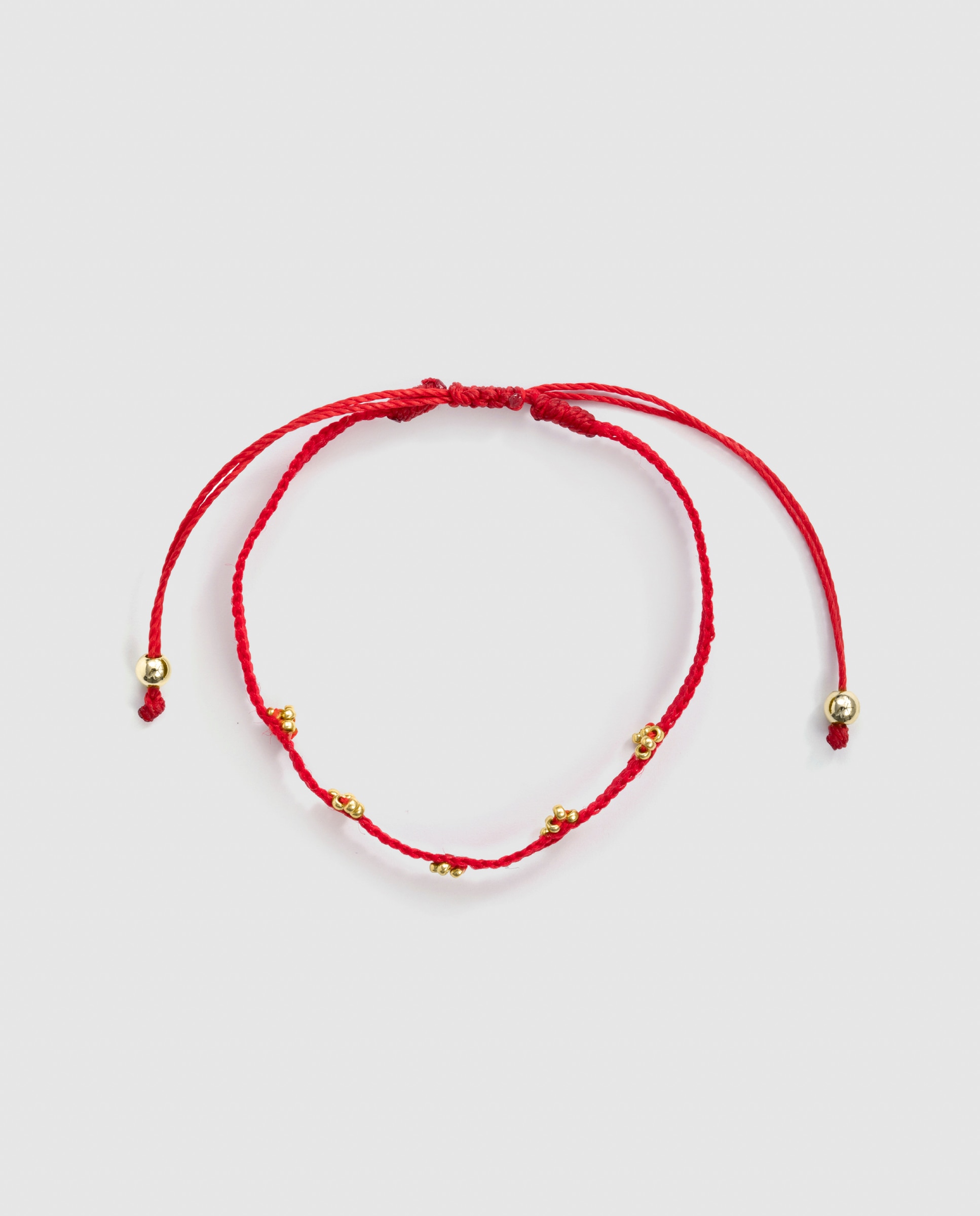 Pulsera africa con algodón acabada en oro de 18k - Luxenter - Rojo Rojo-3