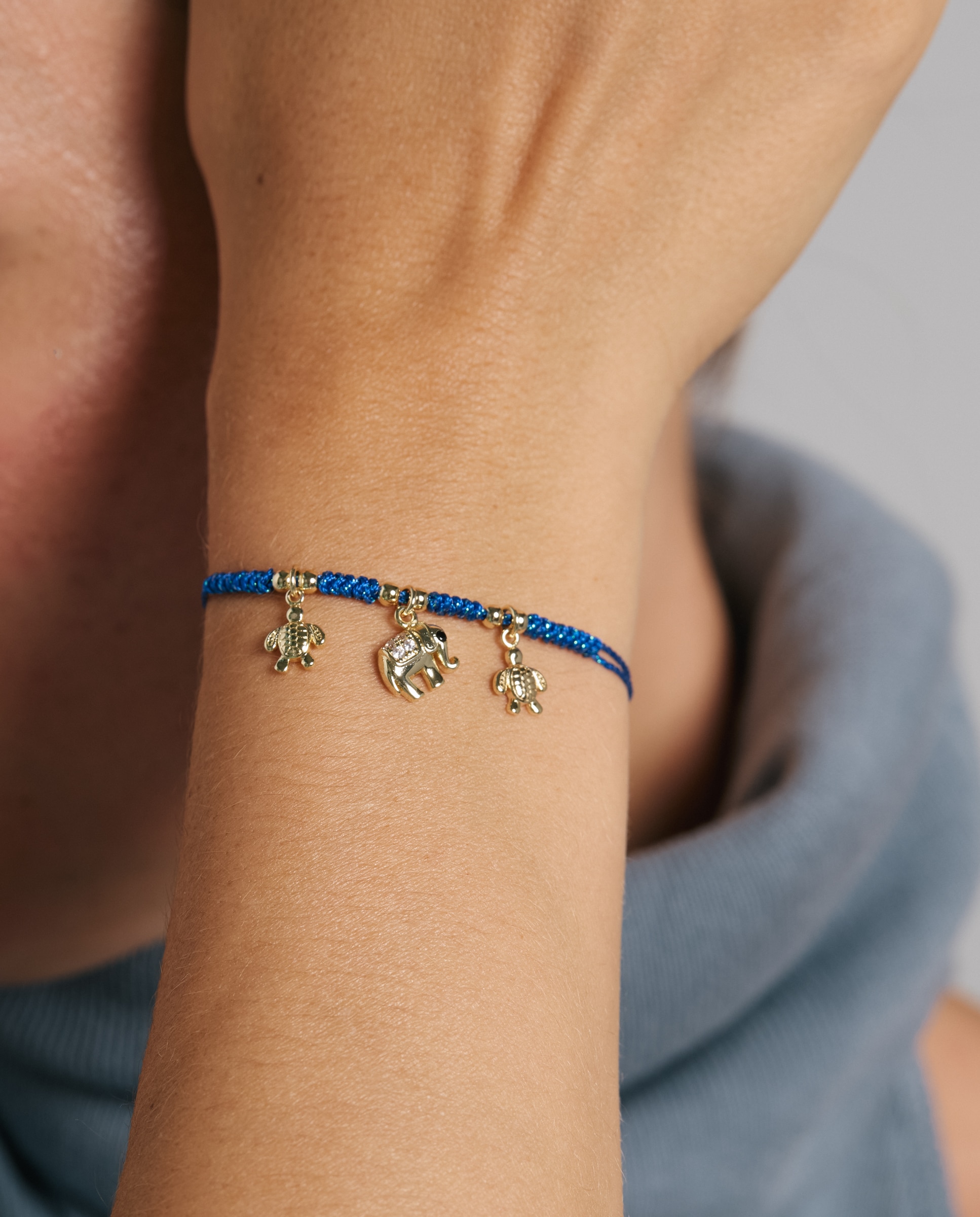 Pulsera africa con circonita acabada en oro de 18k - Luxenter - Azul Azul-4