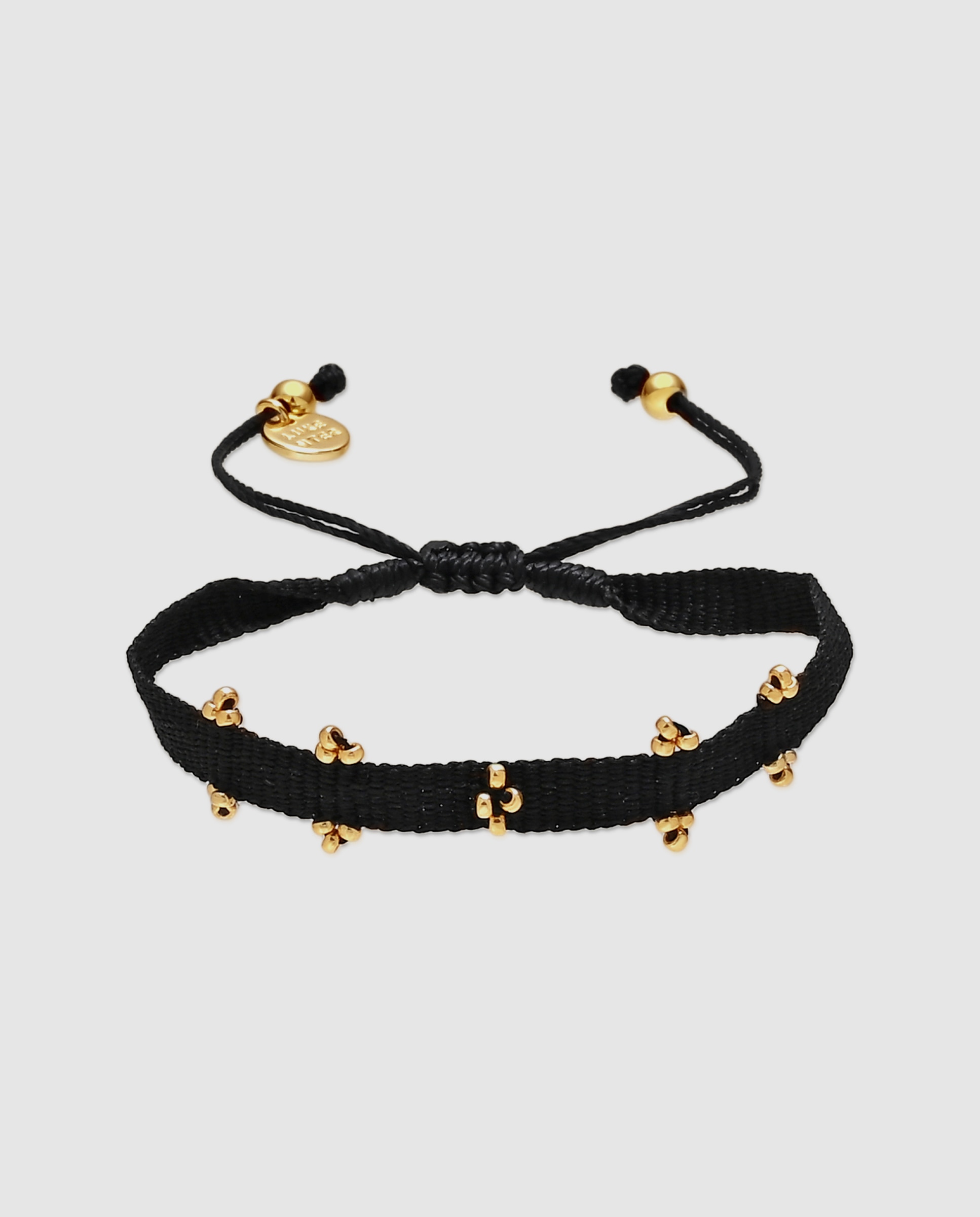Pulsera africa con algodón acabada en oro de 18k - Luxenter - Negro Negro-1