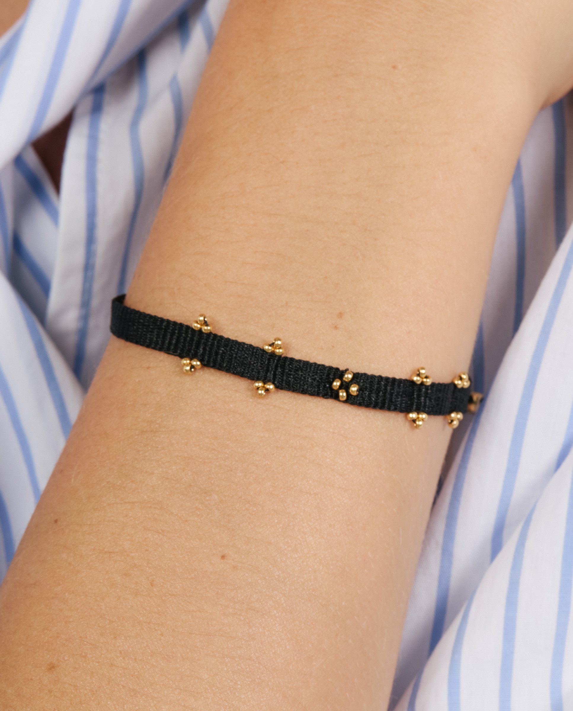 Pulsera africa con algodón acabada en oro de 18k - Luxenter - Negro Negro-4