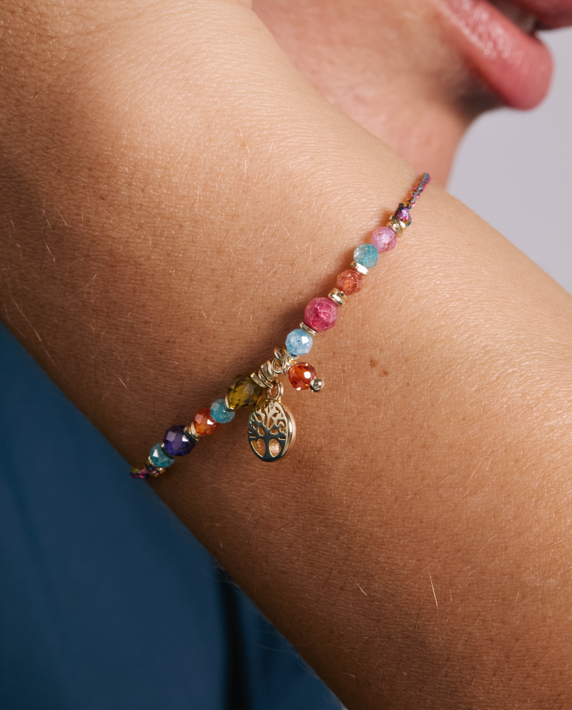 Pulsera africa con cristal acabada en oro de 18k - Luxenter - Multicolor Multicolor-4