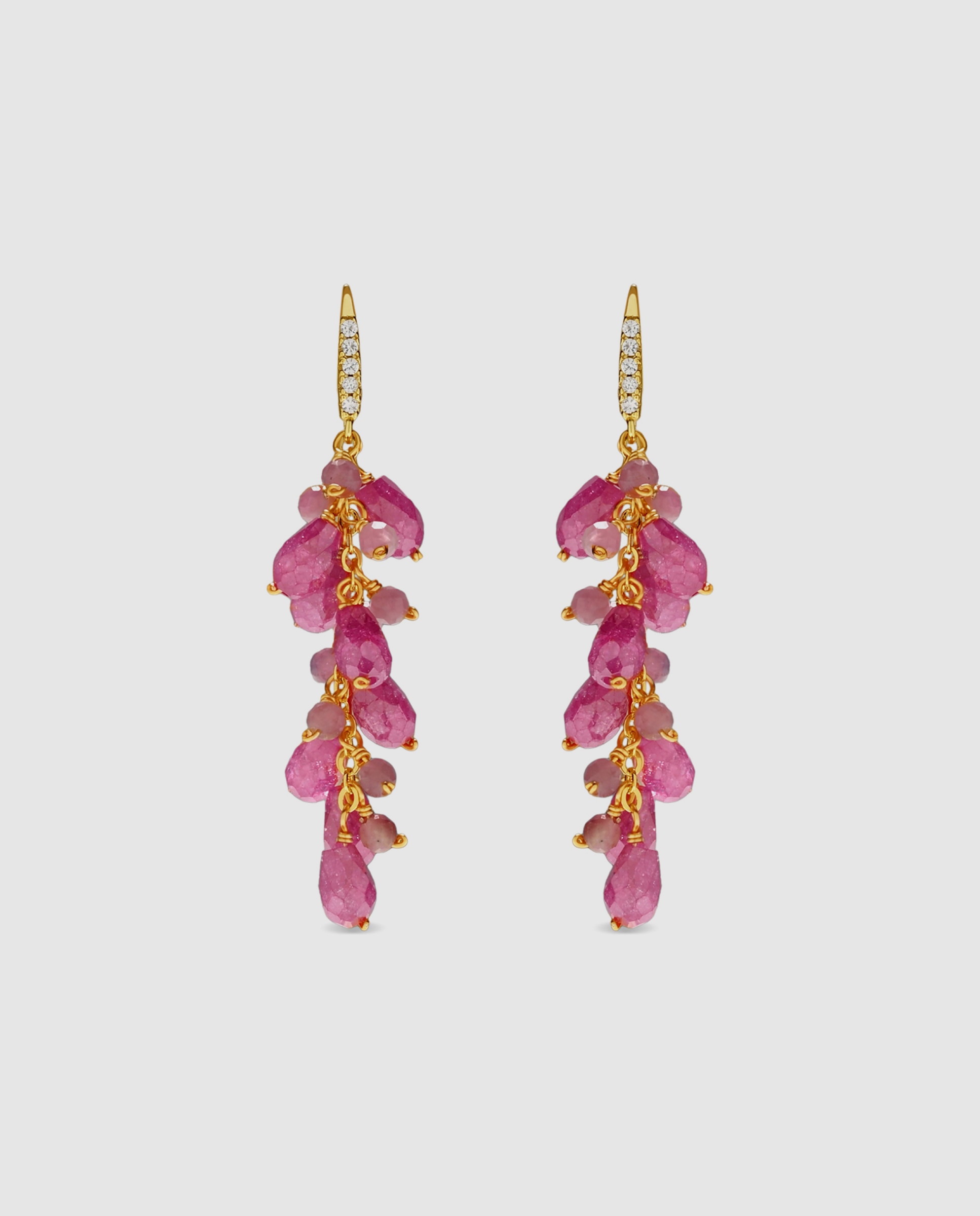 Pendientes africa con circonita rubí acabados en oro de 18k - Luxenter - Rojo Rojo-1