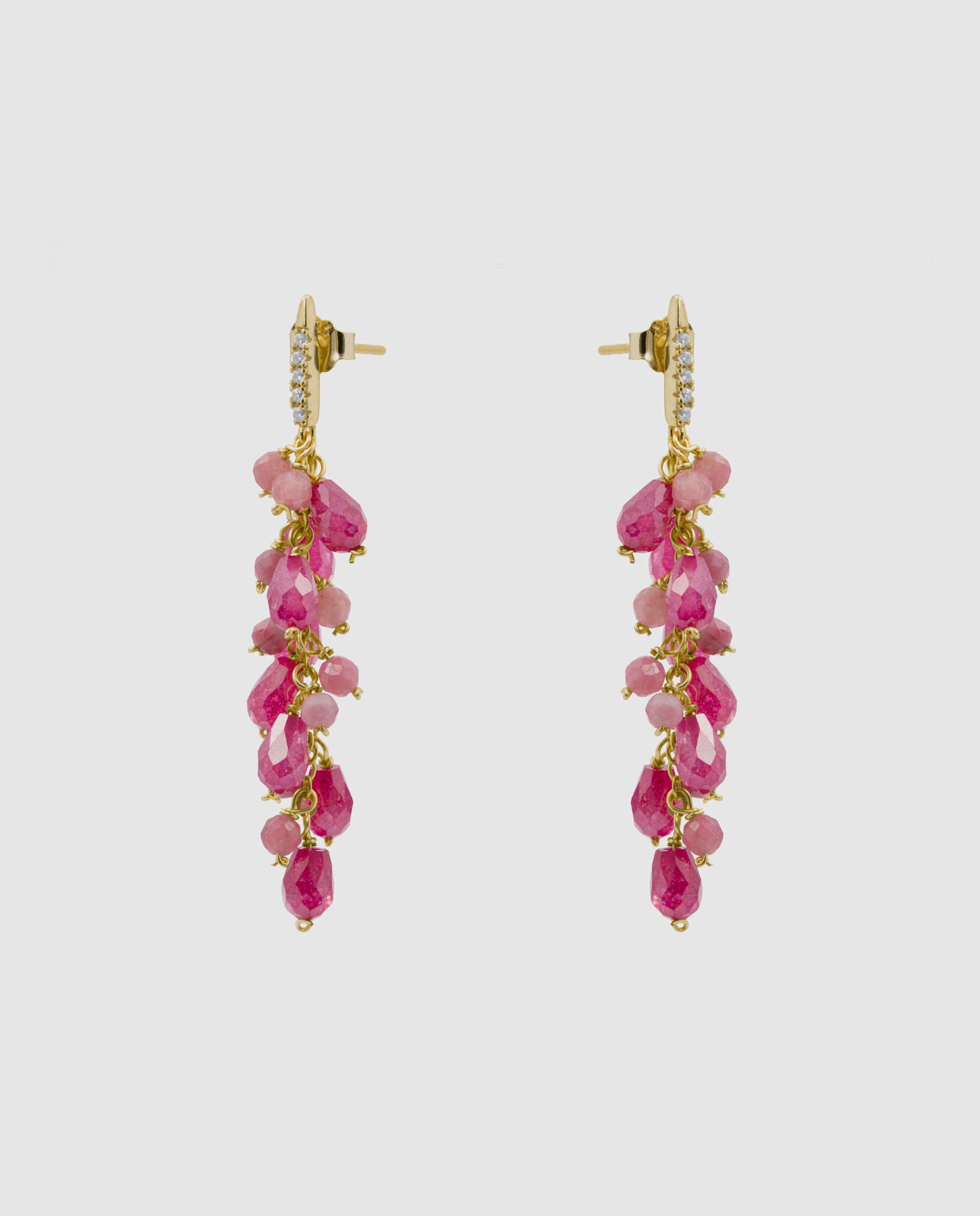 Pendientes africa con circonita rubí acabados en oro de 18k - Luxenter - Rojo Rojo-3