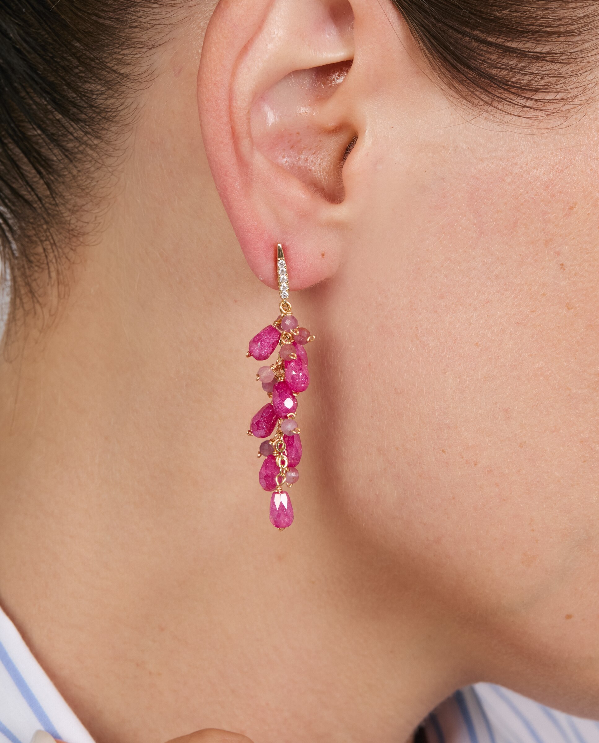 Pendientes africa con circonita rubí acabados en oro de 18k - Luxenter - Rojo Rojo-4