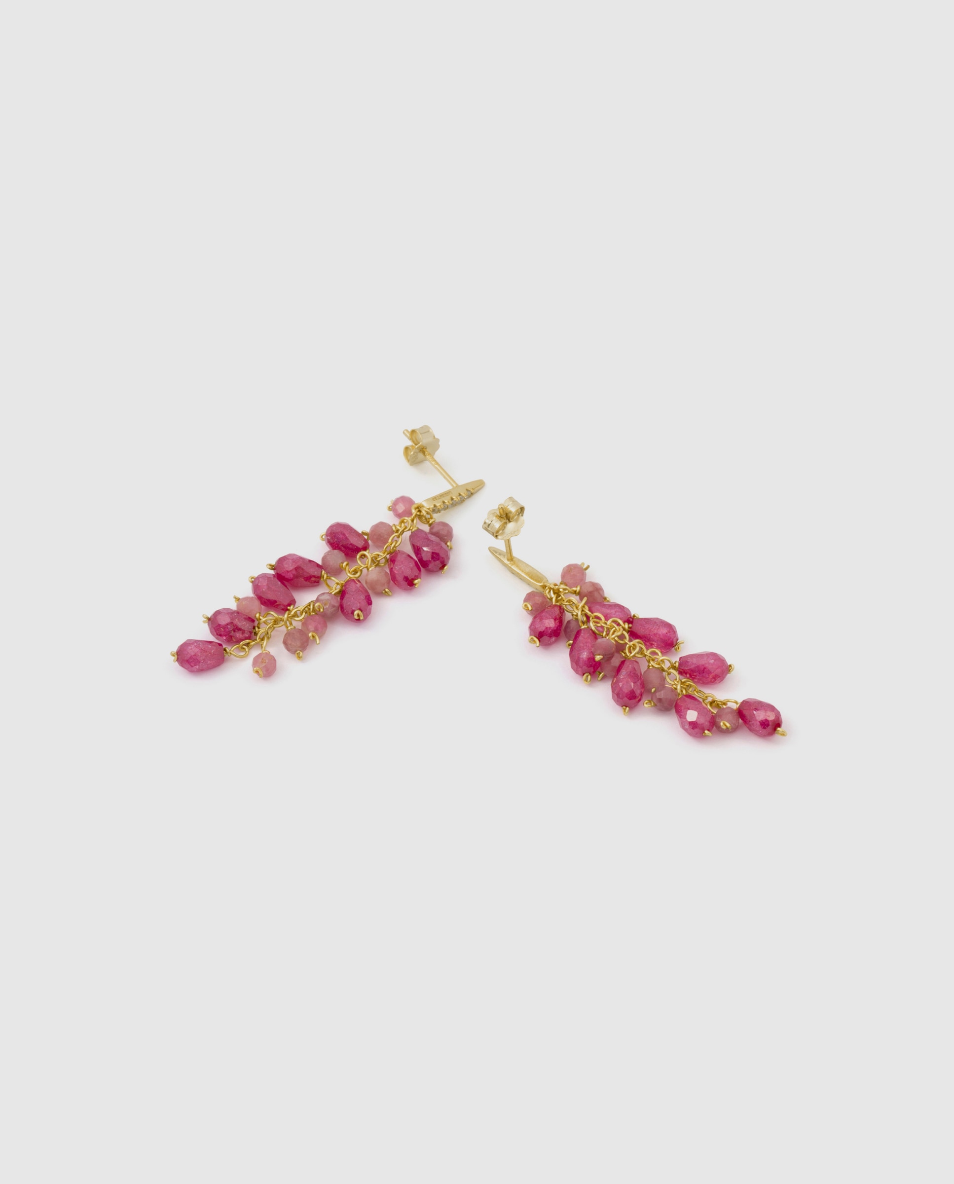 Pendientes africa con circonita rubí acabados en oro de 18k - Luxenter - Rojo Rojo-6