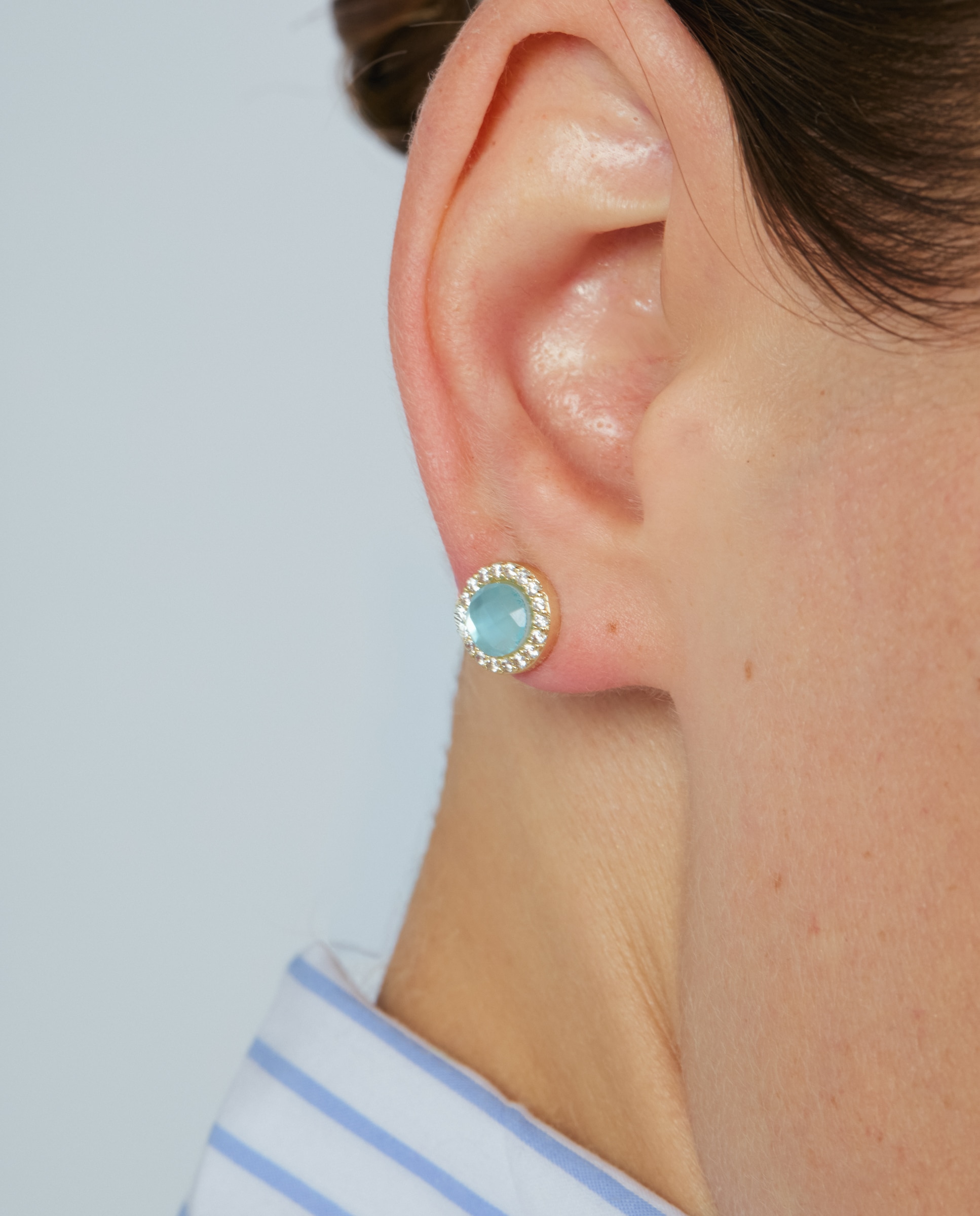 Pendientes africa con doblete acabados en oro de 18k - Luxenter - Azul Azul-4