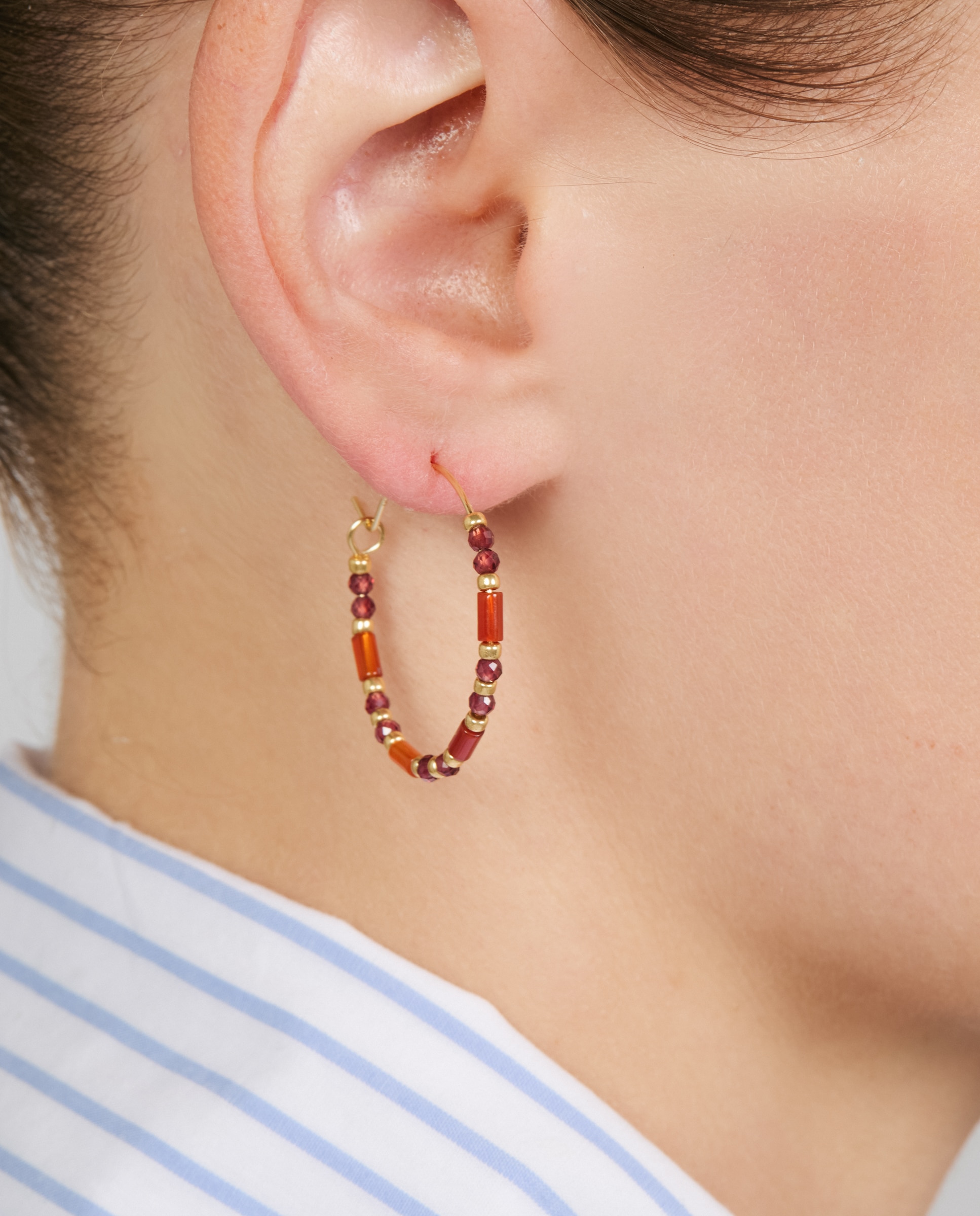 Pendientes africa con coral acabados en oro de 18k - Luxenter - Rojo Rojo-4