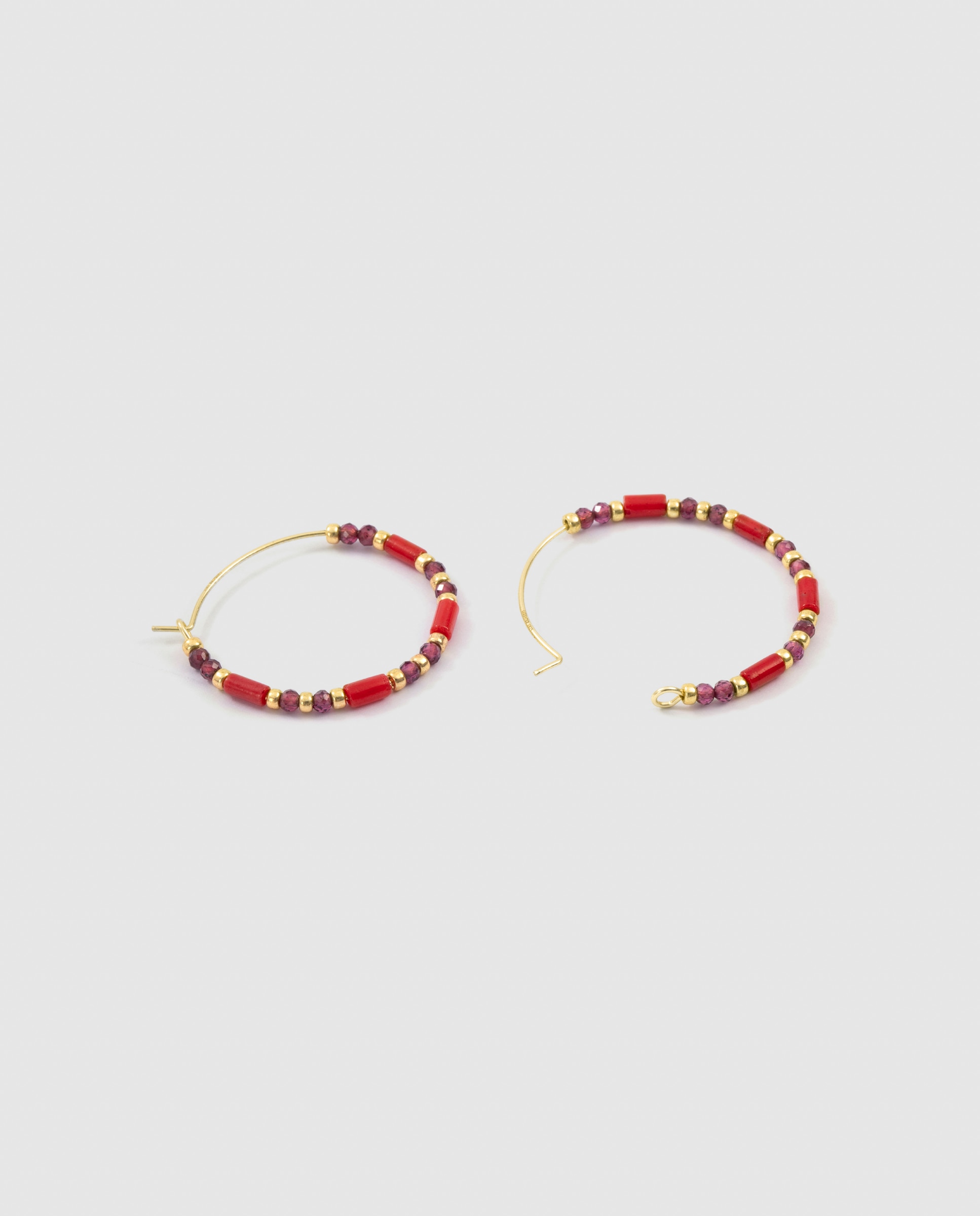 Pendientes africa con coral acabados en oro de 18k - Luxenter - Rojo Rojo-6