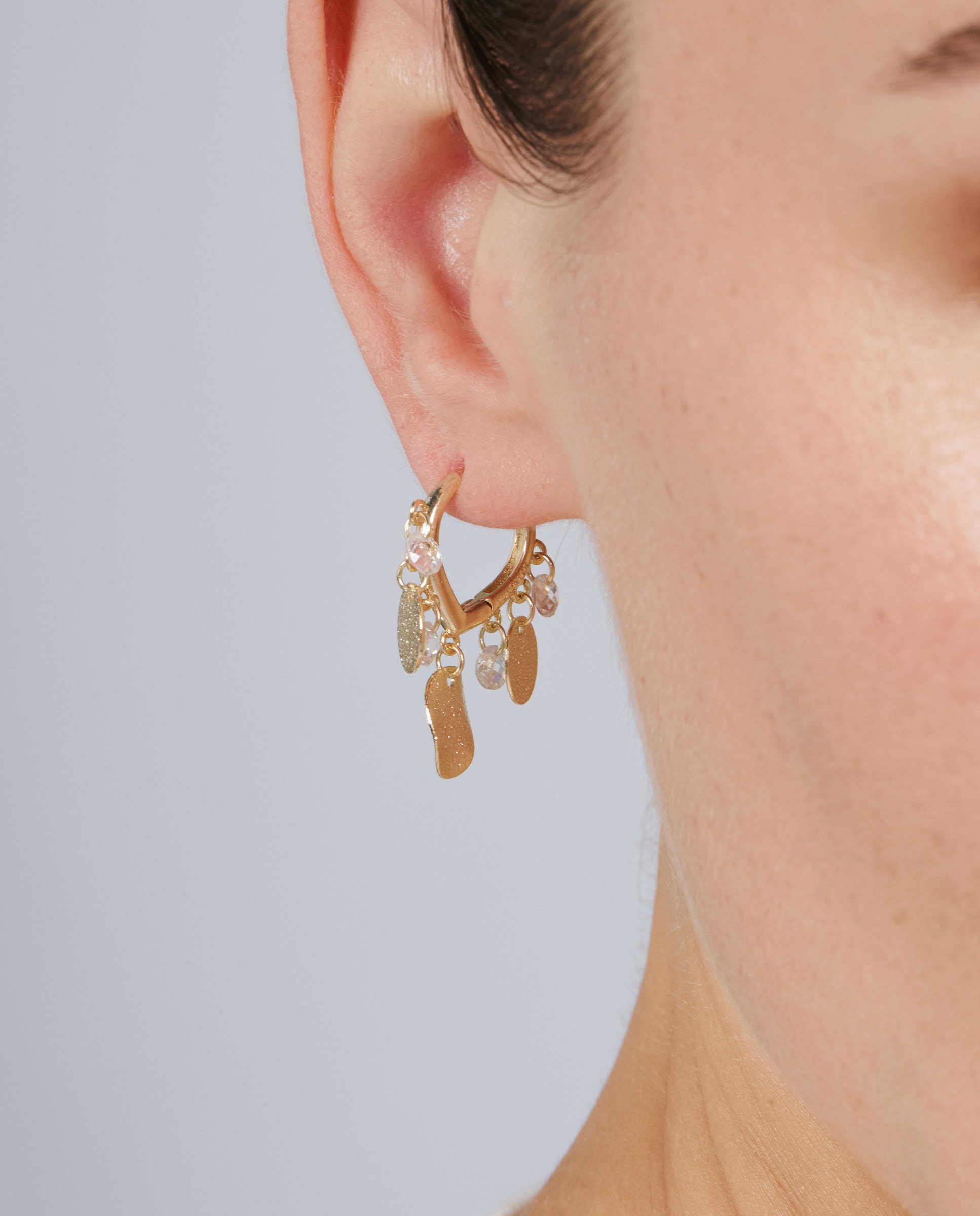 Pendientes de aro africa con circonita acabados en oro de 18k - Luxenter - Dorado Dorado-4