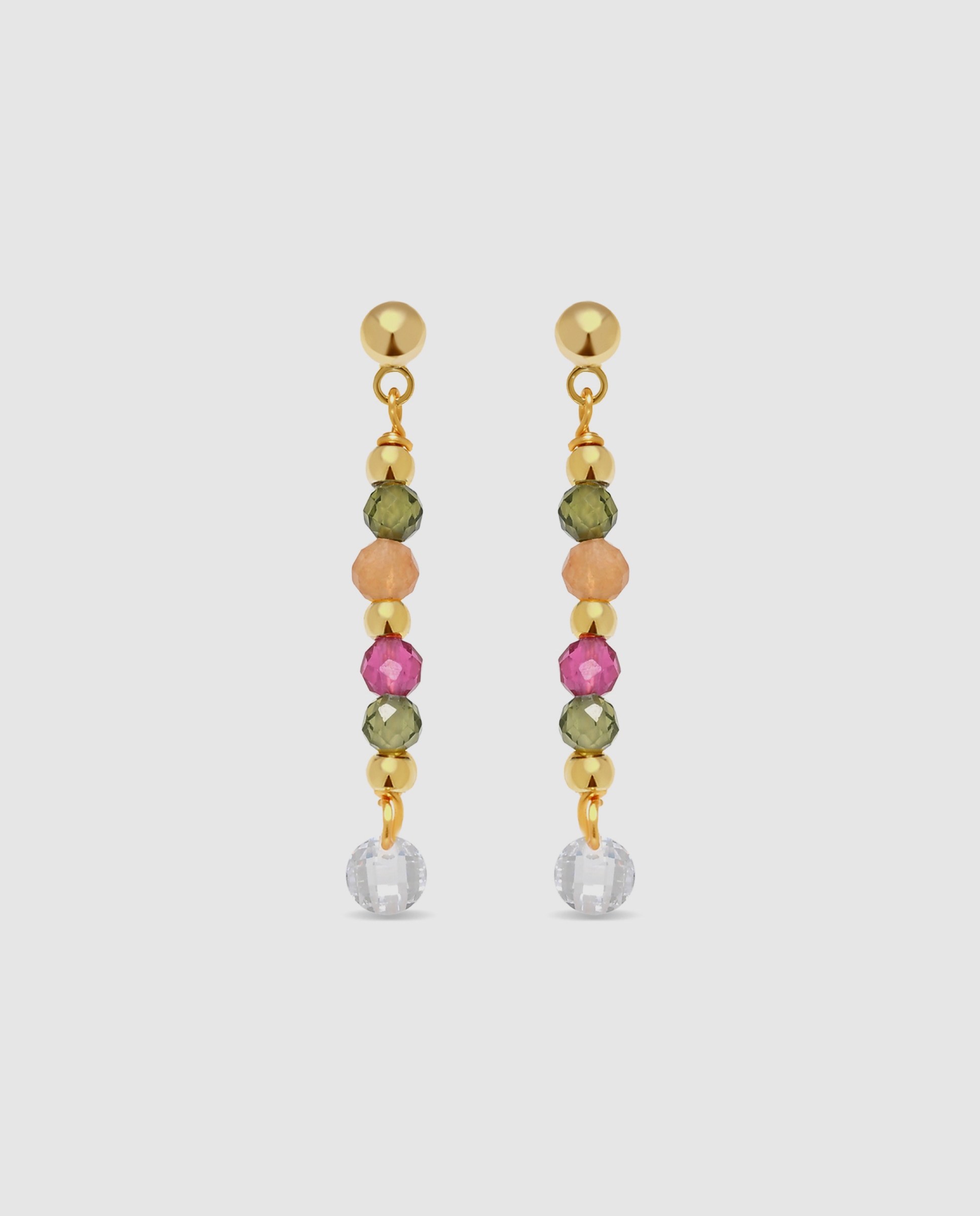 Imagen 0 de Pendientes africa con piedra natural acabados en oro de 18k Multicolor