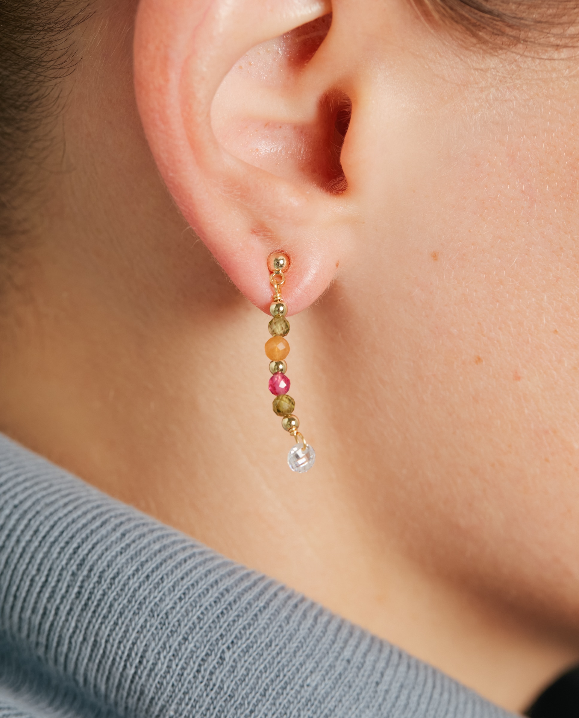 Pendientes africa con piedra natural acabados en oro de 18k - Luxenter - Multicolor Multicolor-4