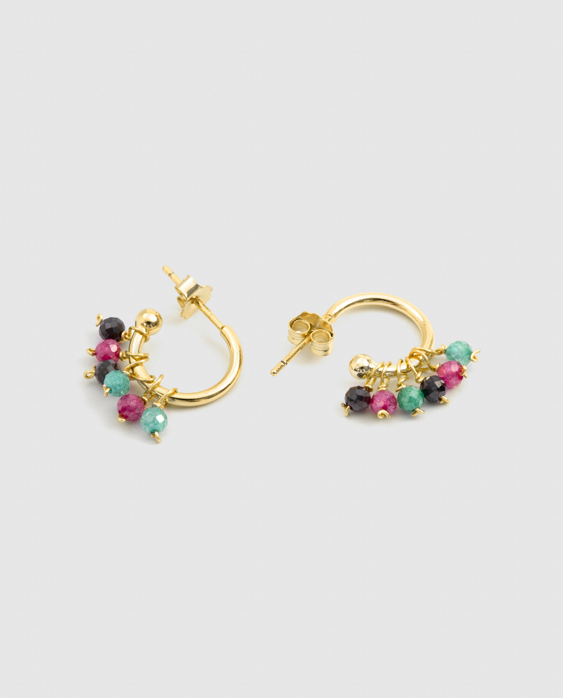 Pendientes africa con circonita acabados en oro de 18k - Luxenter - Multicolor Multicolor-6