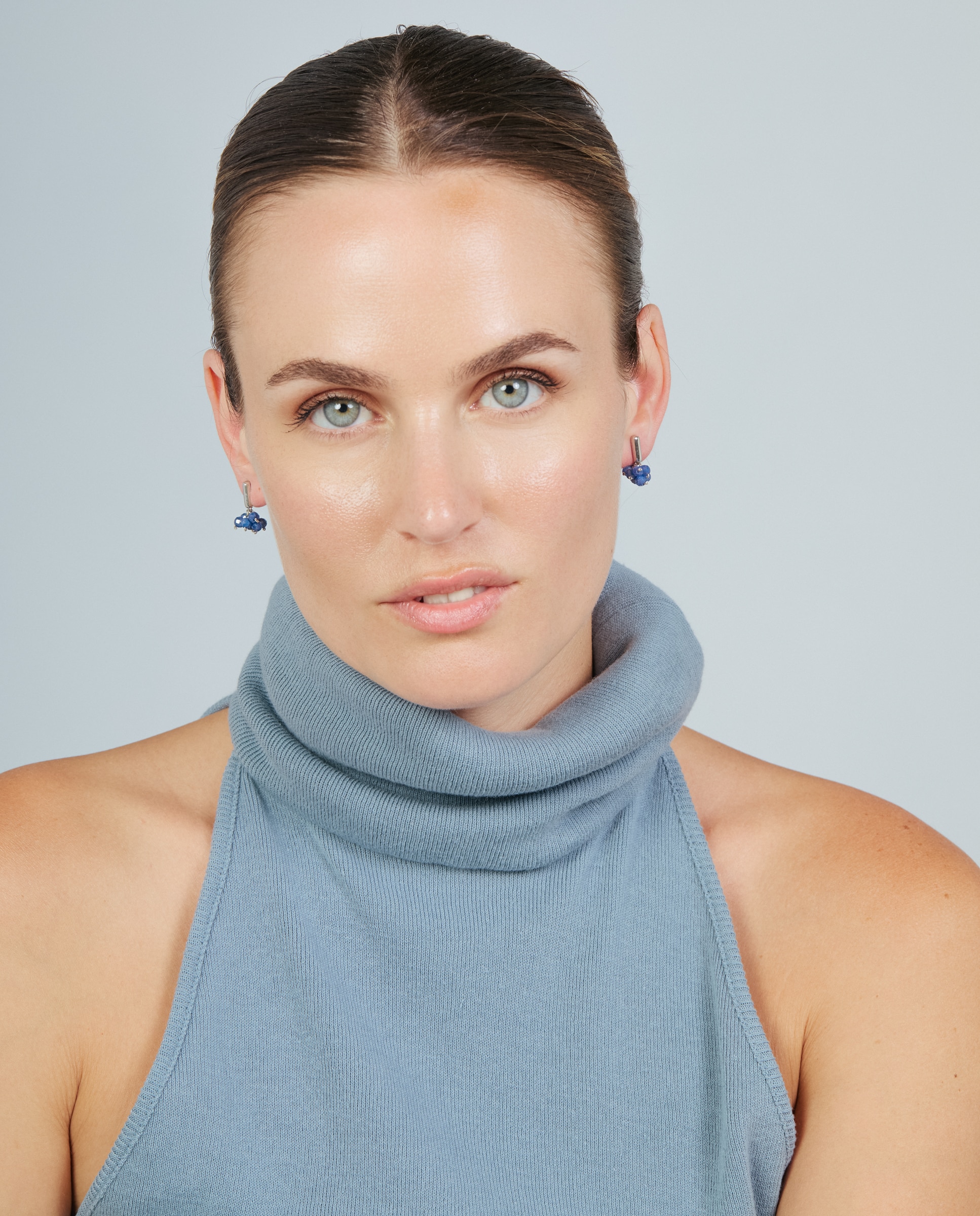 Pendientes africa con circonita acabados en rodio - Luxenter - Azul Azul-2