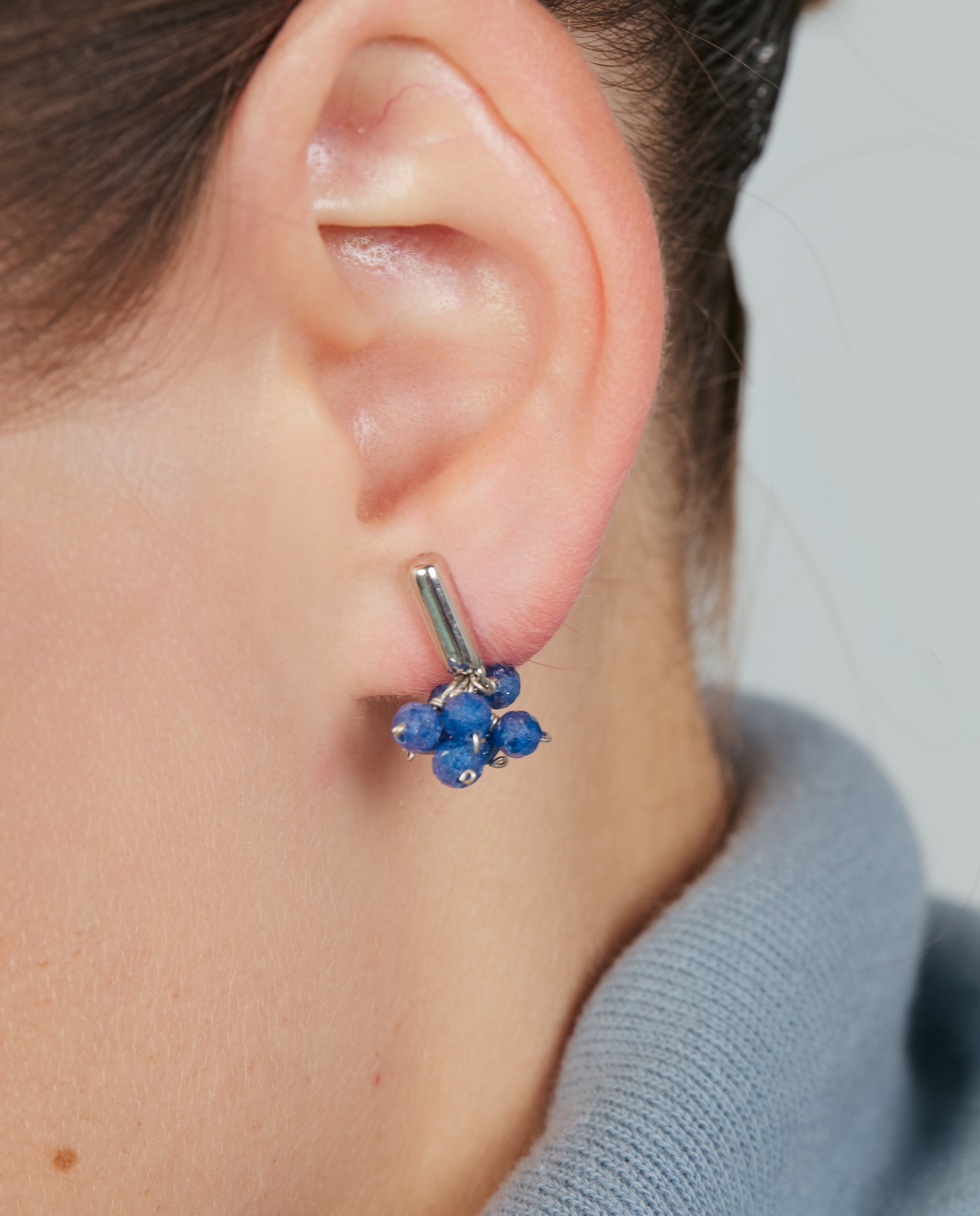 Pendientes africa con circonita acabados en rodio - Luxenter - Azul Azul-4