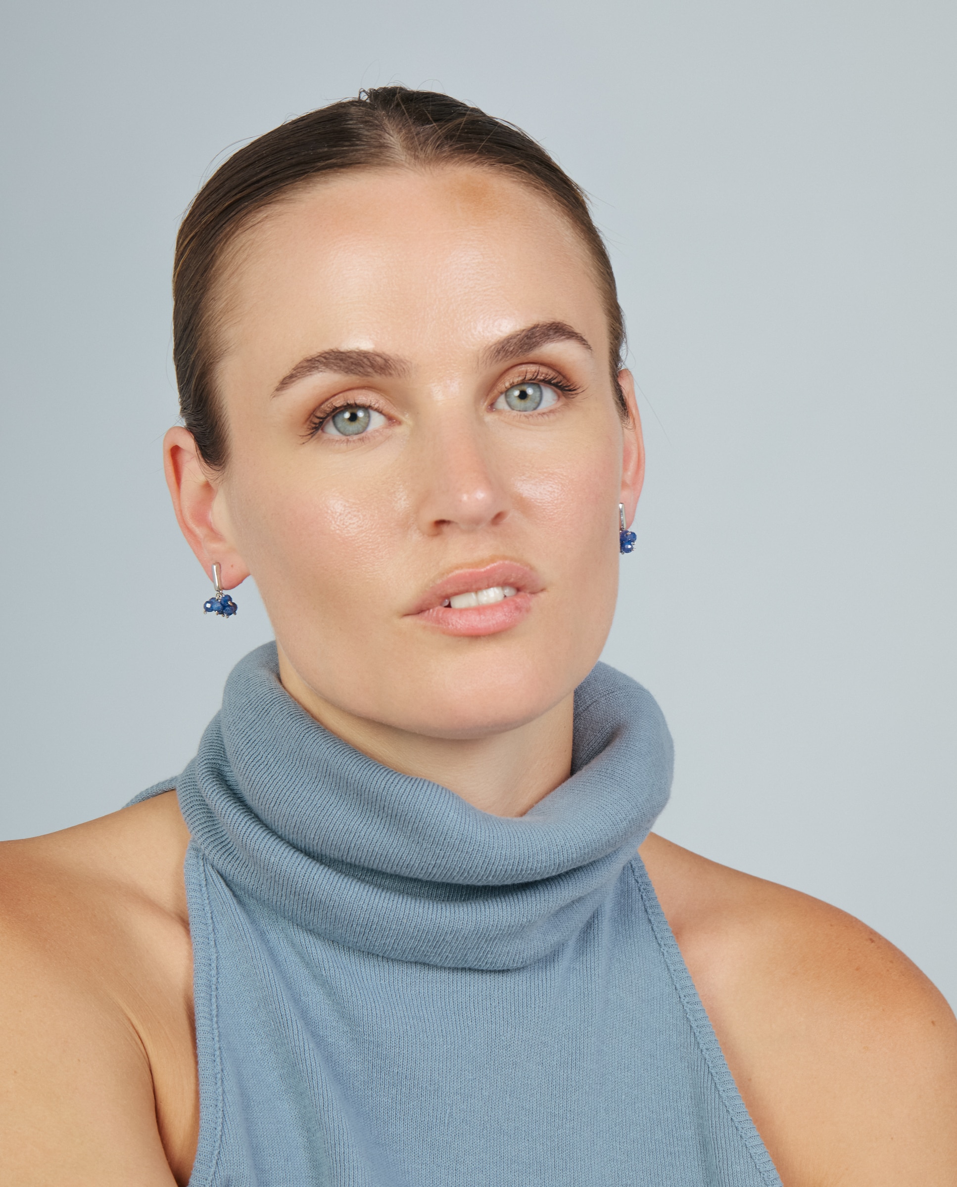 Pendientes africa con circonita acabados en rodio - Luxenter - Azul Azul-5