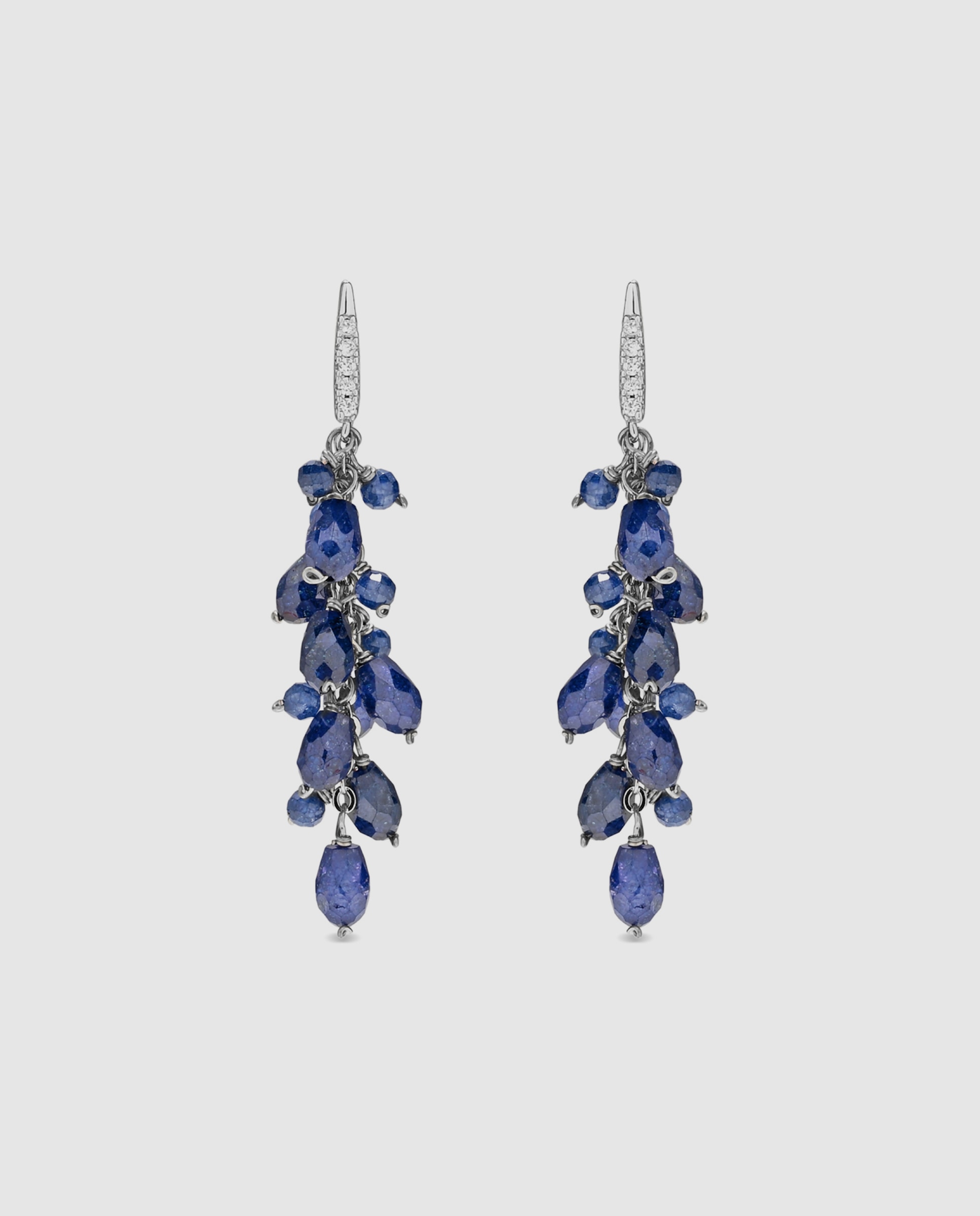 Pendientes africa con circonita acabados en rodio - Luxenter - Azul Azul-1