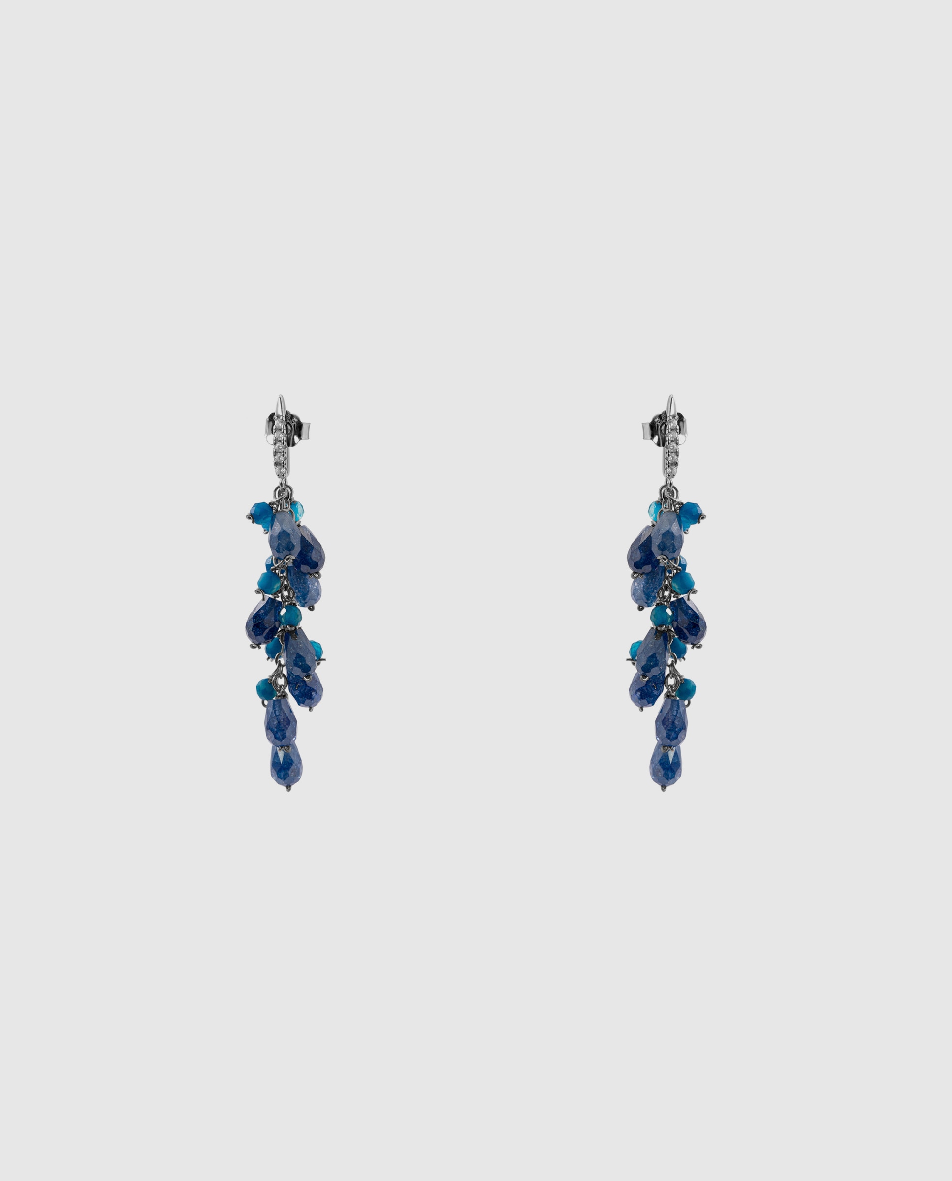 Pendientes africa con circonita acabados en rodio - Luxenter - Azul Azul-3