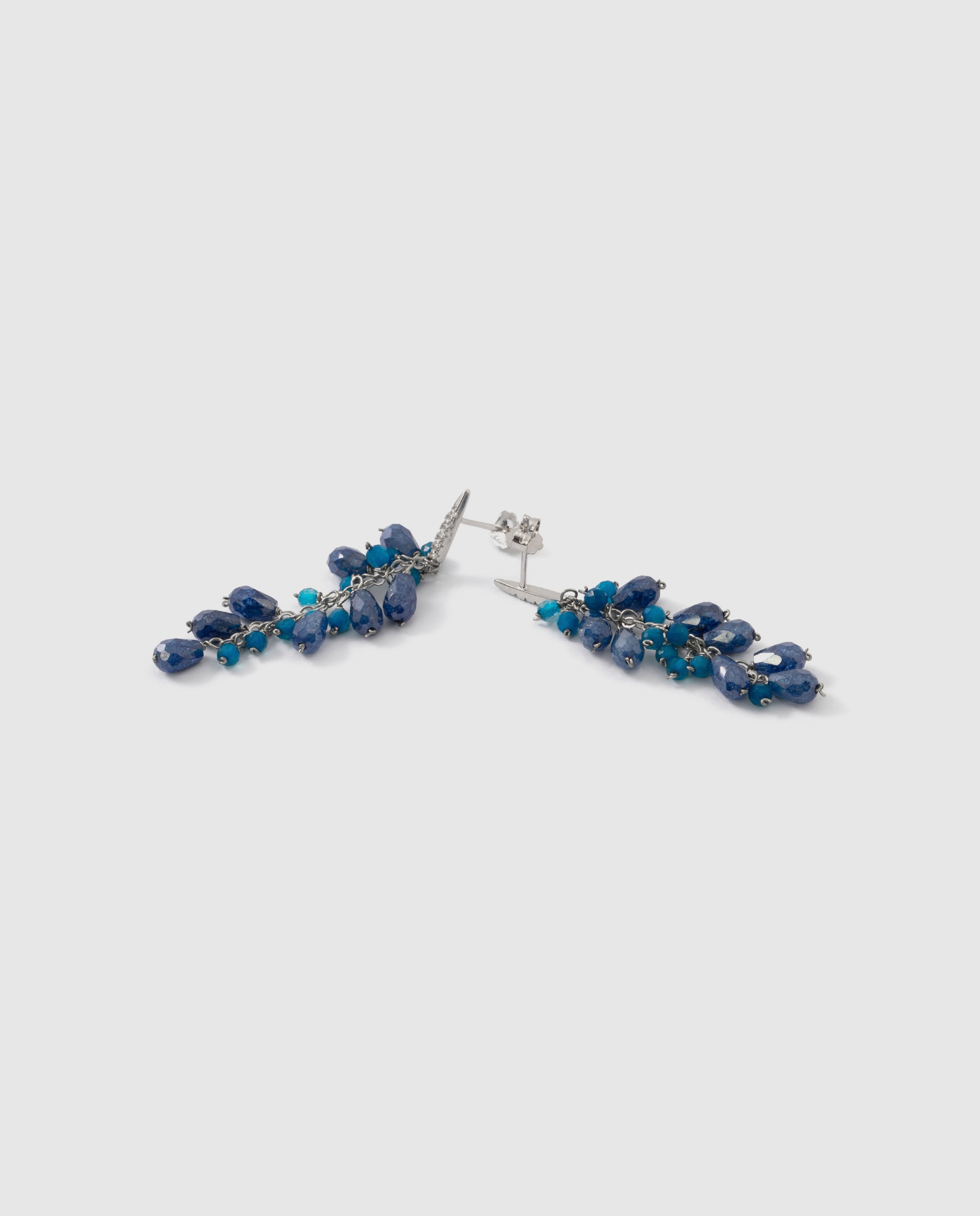Pendientes africa con circonita acabados en rodio - Luxenter - Azul Azul-6
