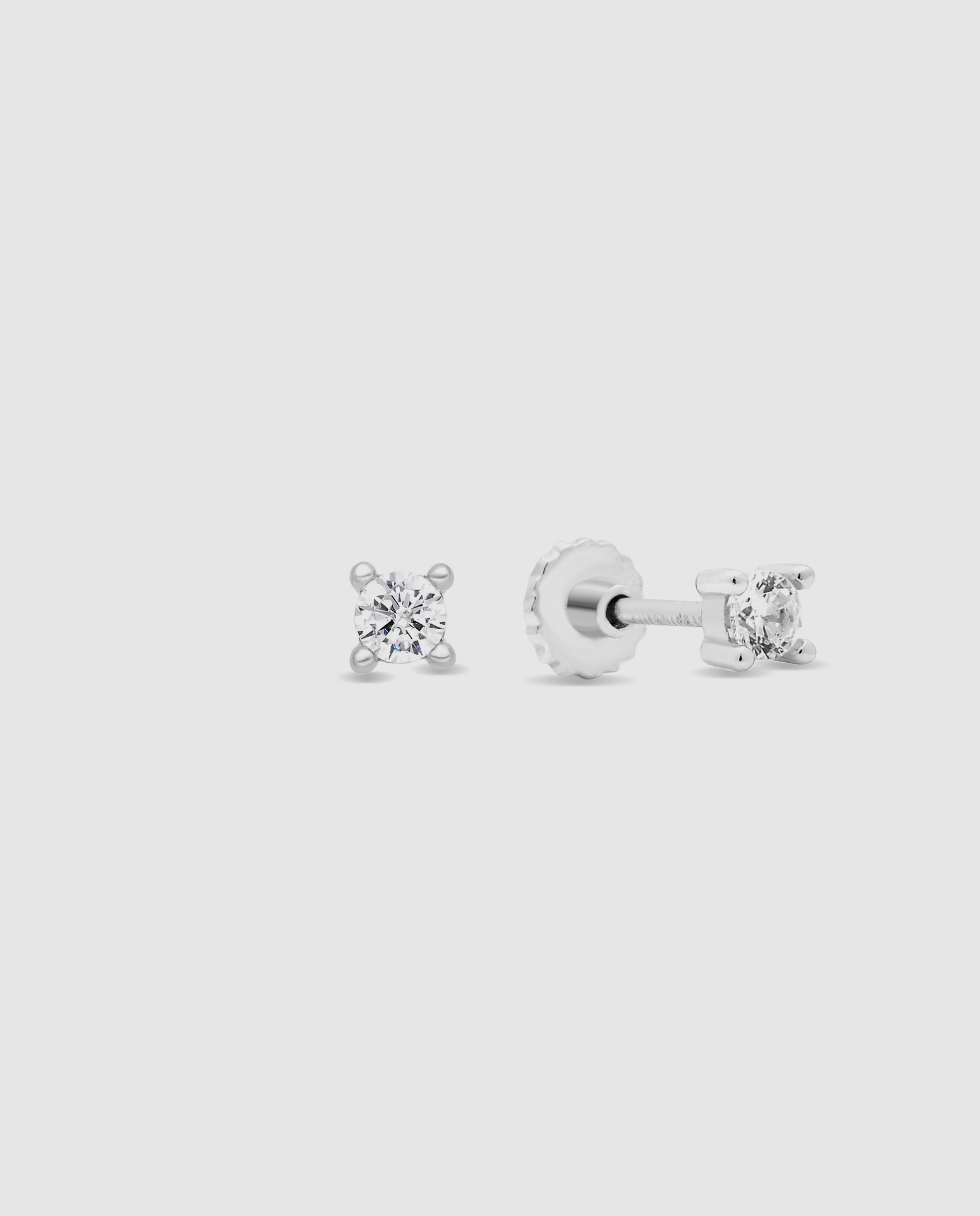 Imagen 0 de Pendientes kids de plata de ley 925 con circonita acabados en rodio Blanco