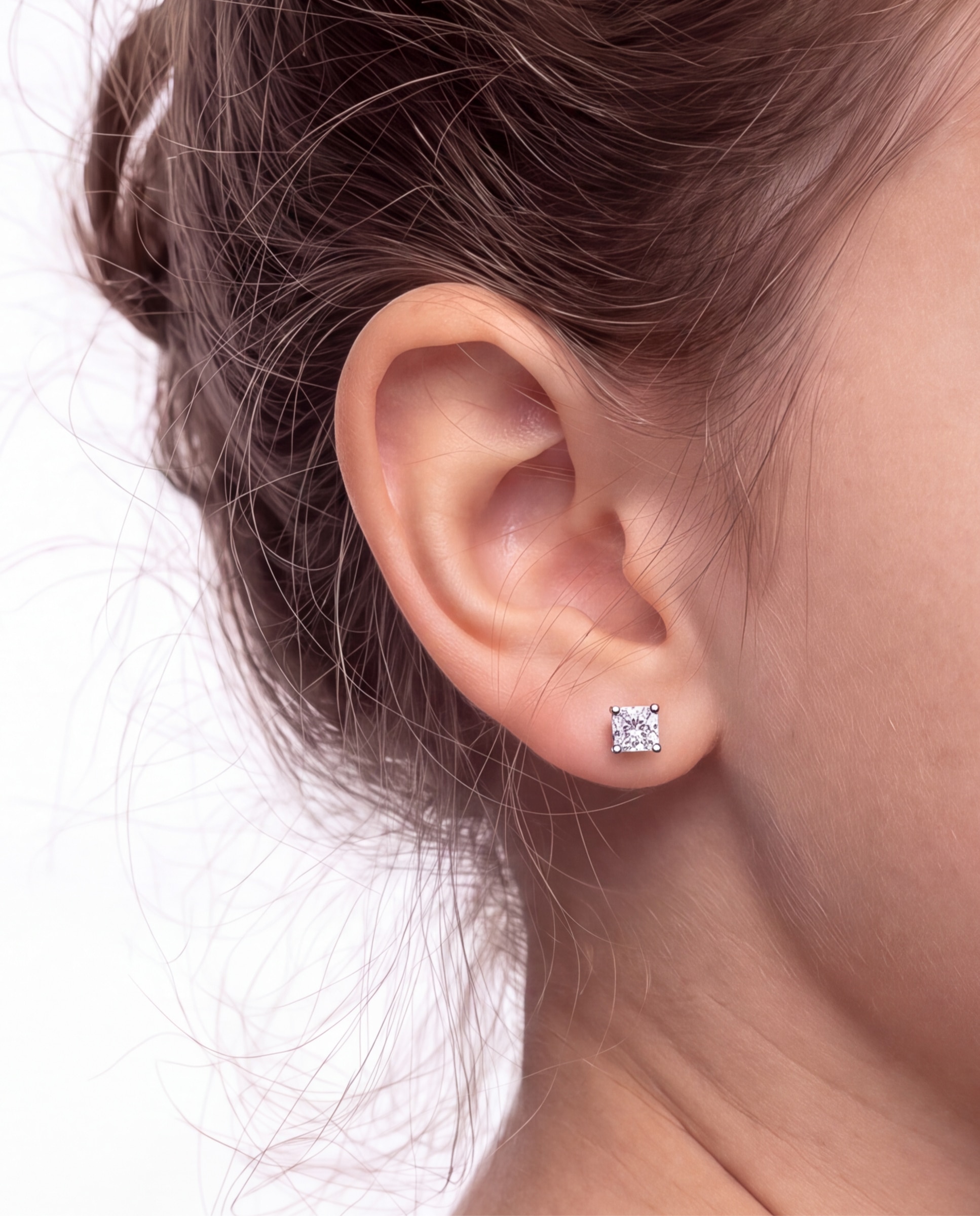 Pendientes kids de plata de ley 925 con circonita acabados en rodio - Luxenter - Blanco Blanco-4