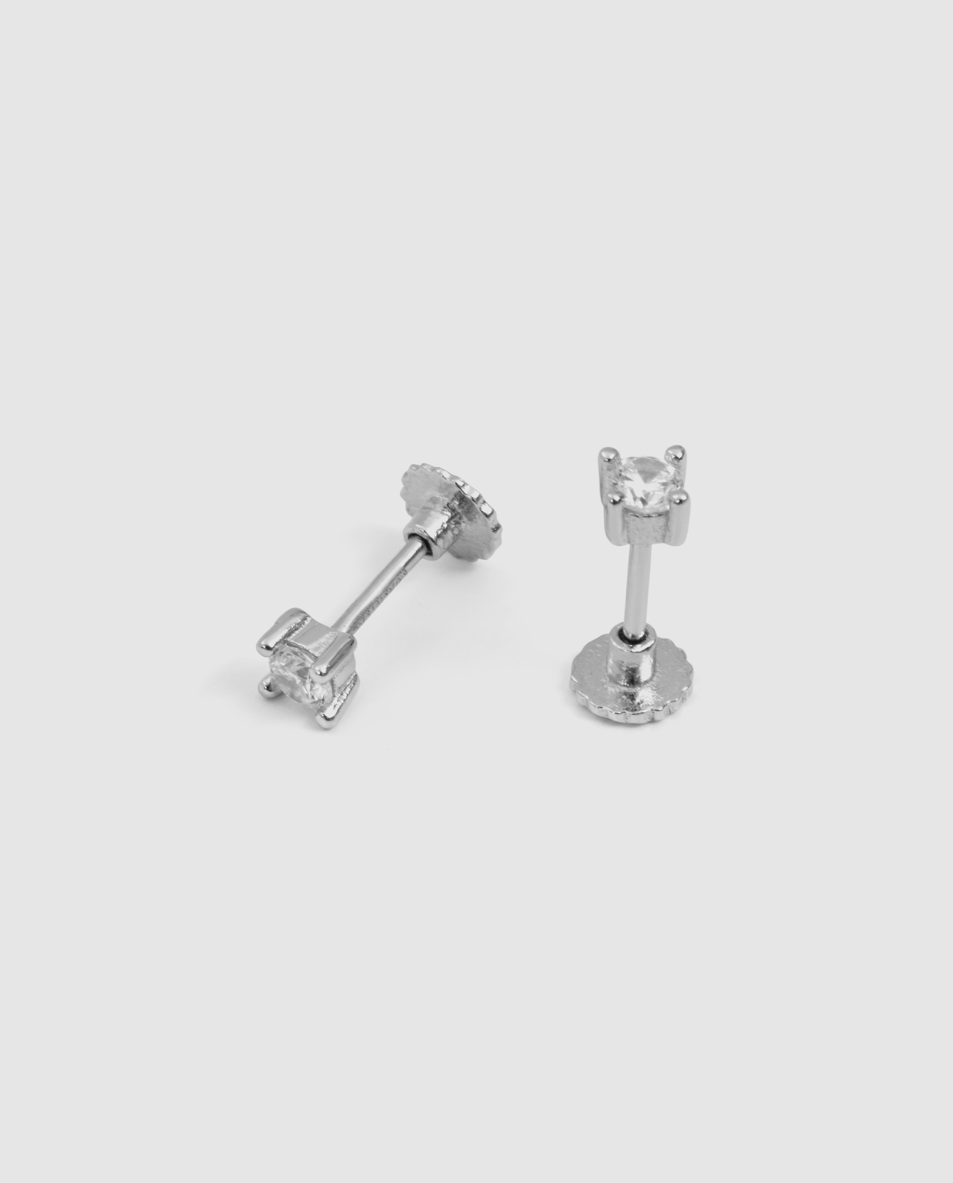 Pendientes kids de plata de ley 925 con circonita acabados en rodio - Luxenter - Blanco Blanco-6