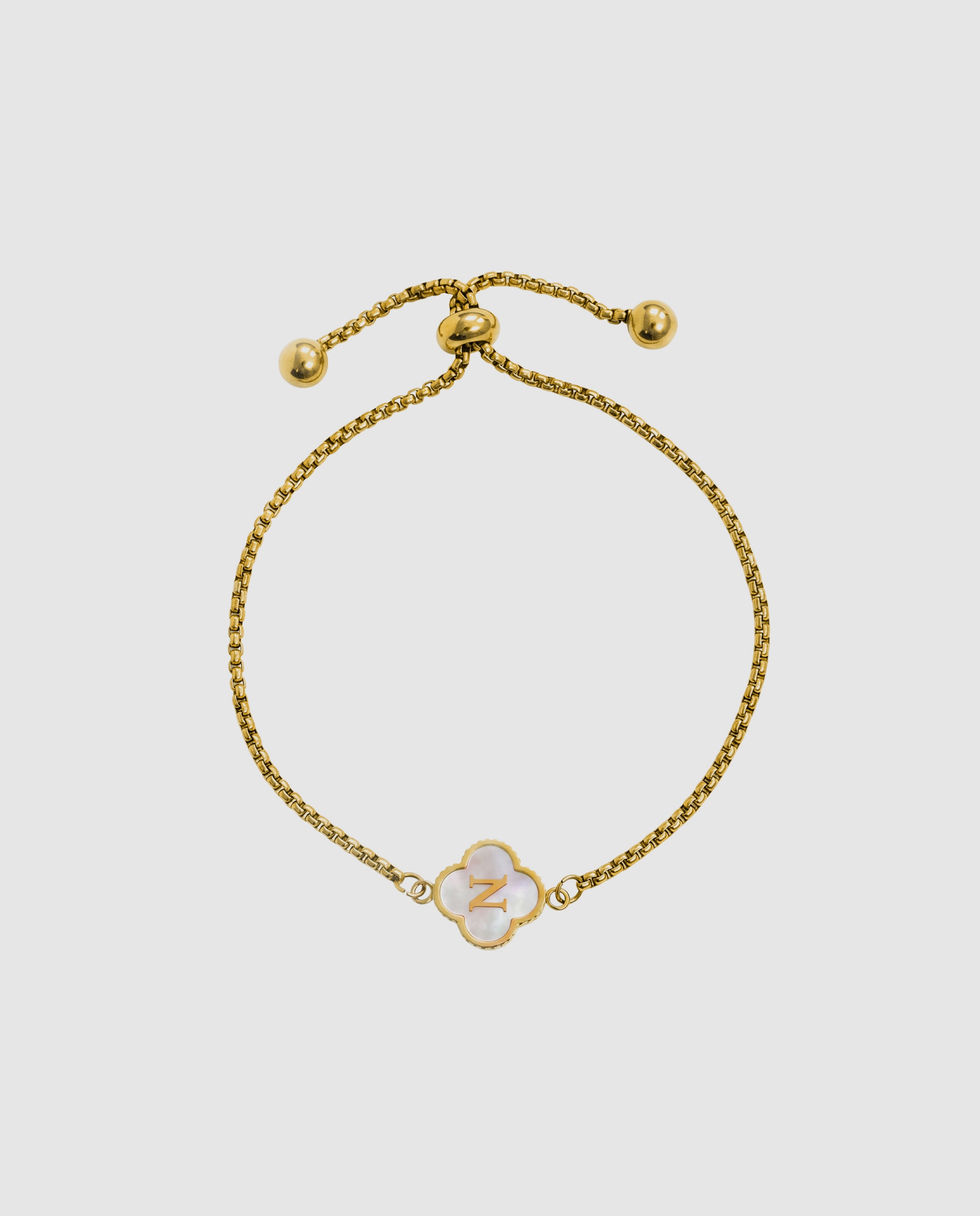 Pulsera de cadena letras de acero con madreperla acabada en oro de 18k - Luxenter - Blanco Blanco-3
