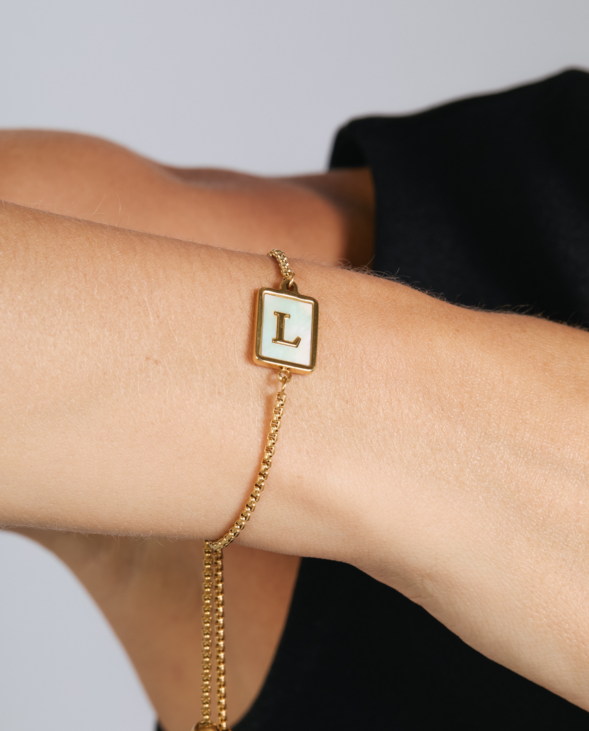 Pulsera de acero acabada en oro amarillo 18k con madreperla - Luxenter - Dorado Dorado-4
