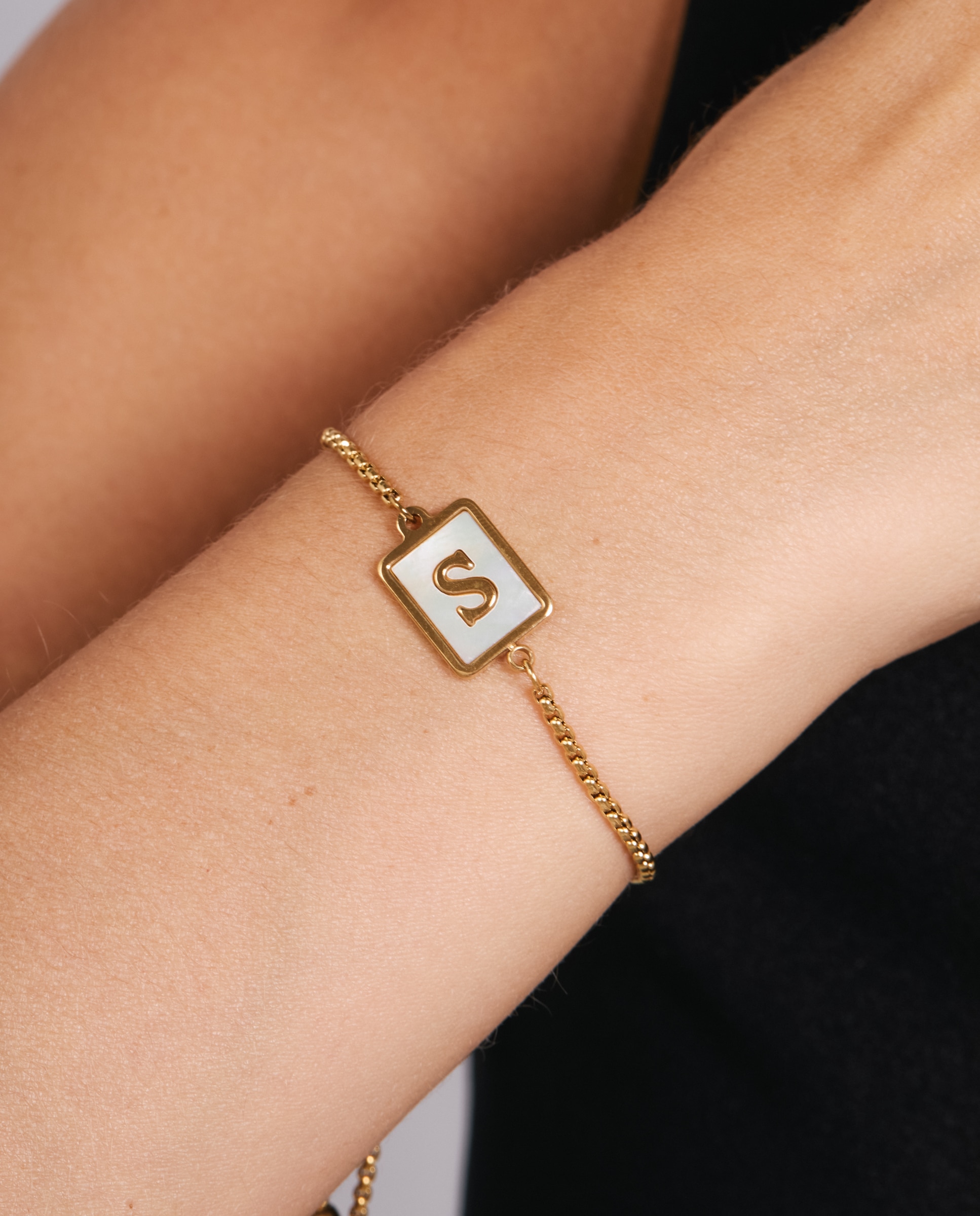 Pulsera de acero acabada en oro amarillo 18k con madreperla - Luxenter - Dorado Dorado-4