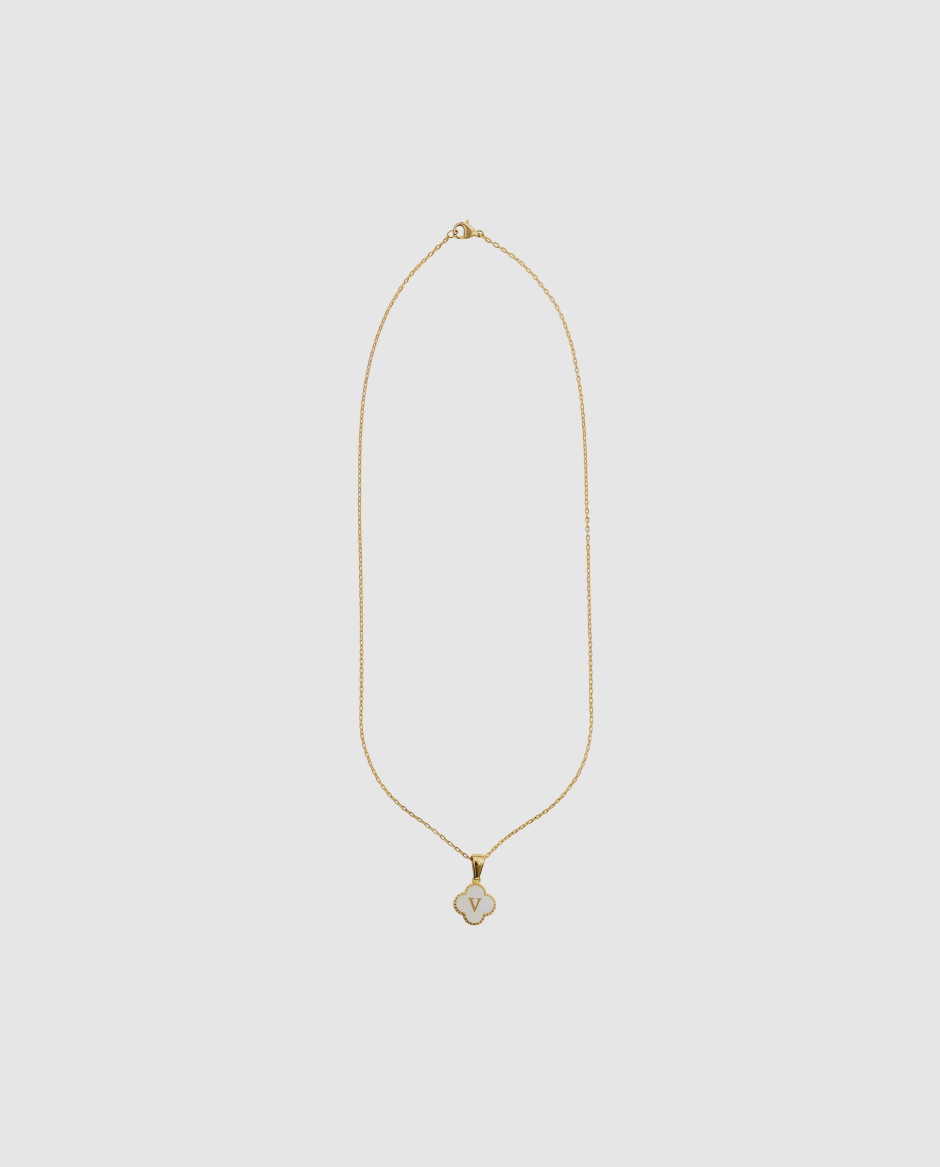 Collar letras de acero con madreperla acabado en oro de 18k - Luxenter - Blanco Blanco-3