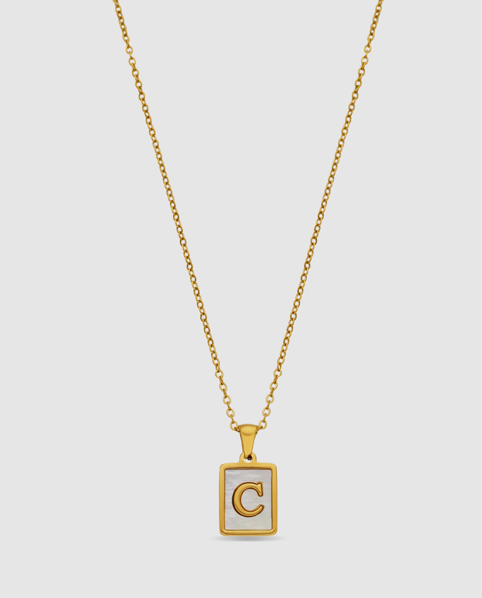 Imagen 0 de Collar de acero acabado en oro amarillo 18k con madreperla Dorado