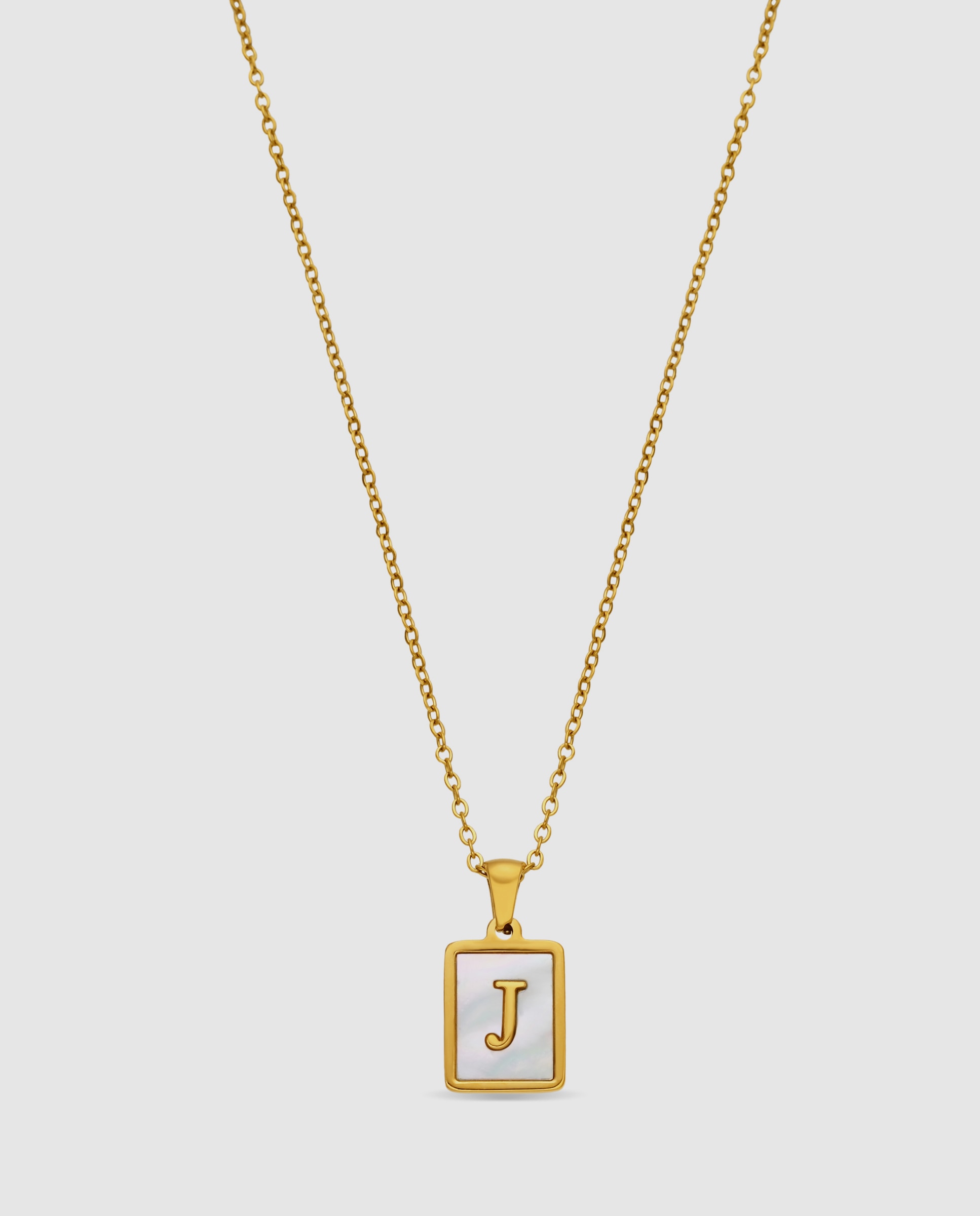 Imagen 0 de Collar de acero acabado en oro amarillo 18k con madreperla Dorado