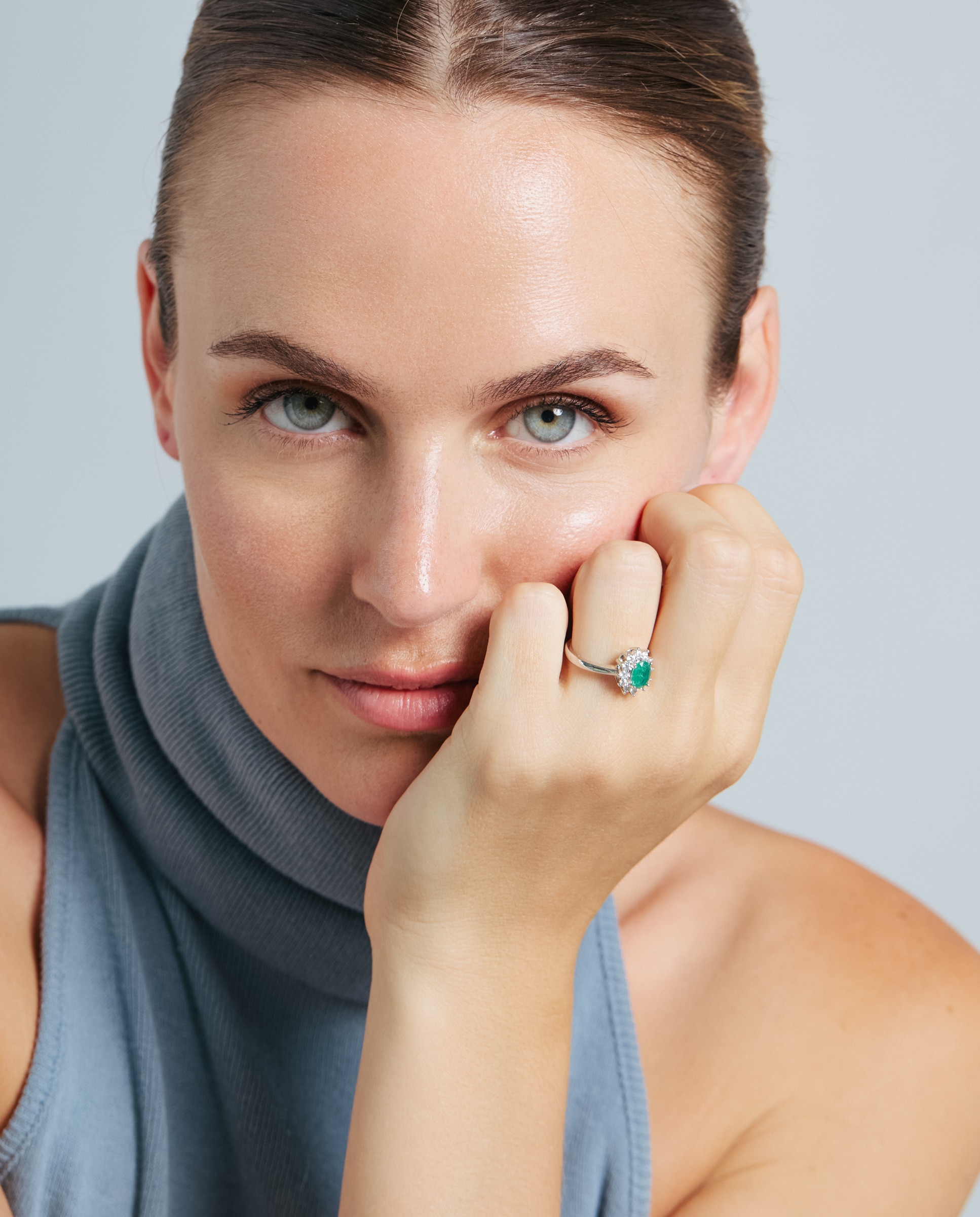 Anillo africa con cuarzo hidrotermal paraiba acabado en rodio - Luxenter - Verde Verde-2