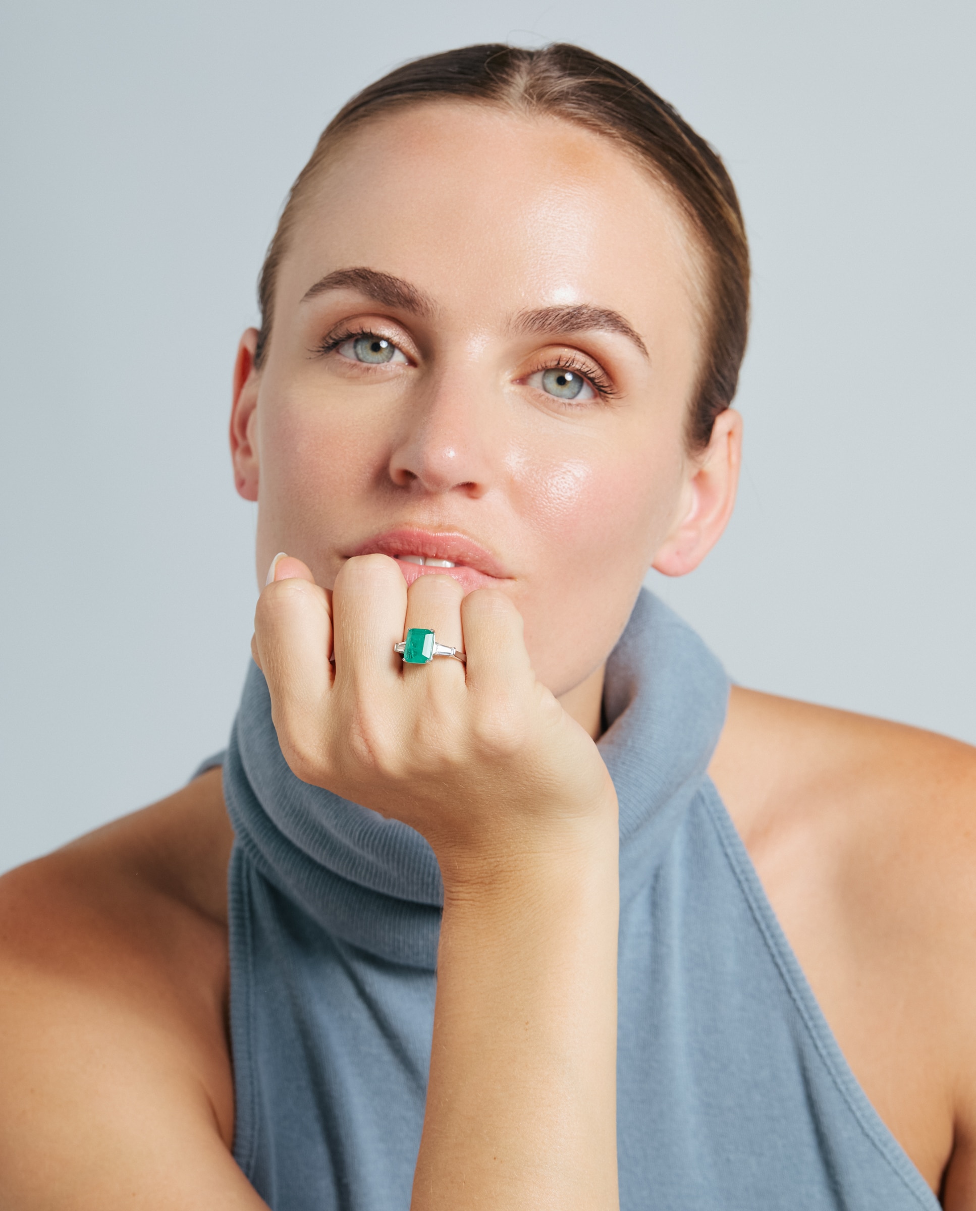 Anillo africa con cuarzo hidrotermal paraiba acabado en rodio - Luxenter - Verde Verde-2