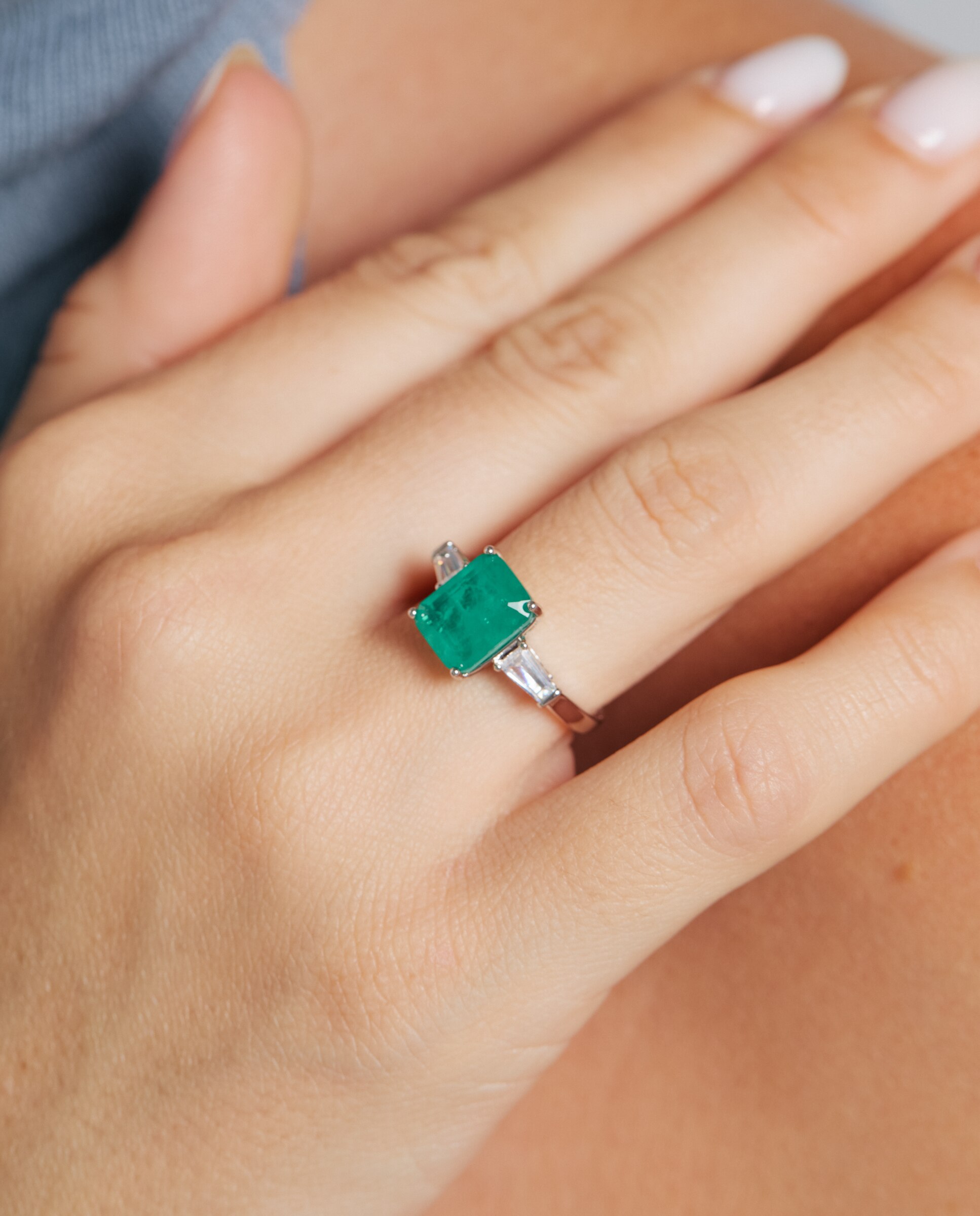 Anillo africa con cuarzo hidrotermal paraiba acabado en rodio - Luxenter - Verde Verde-4