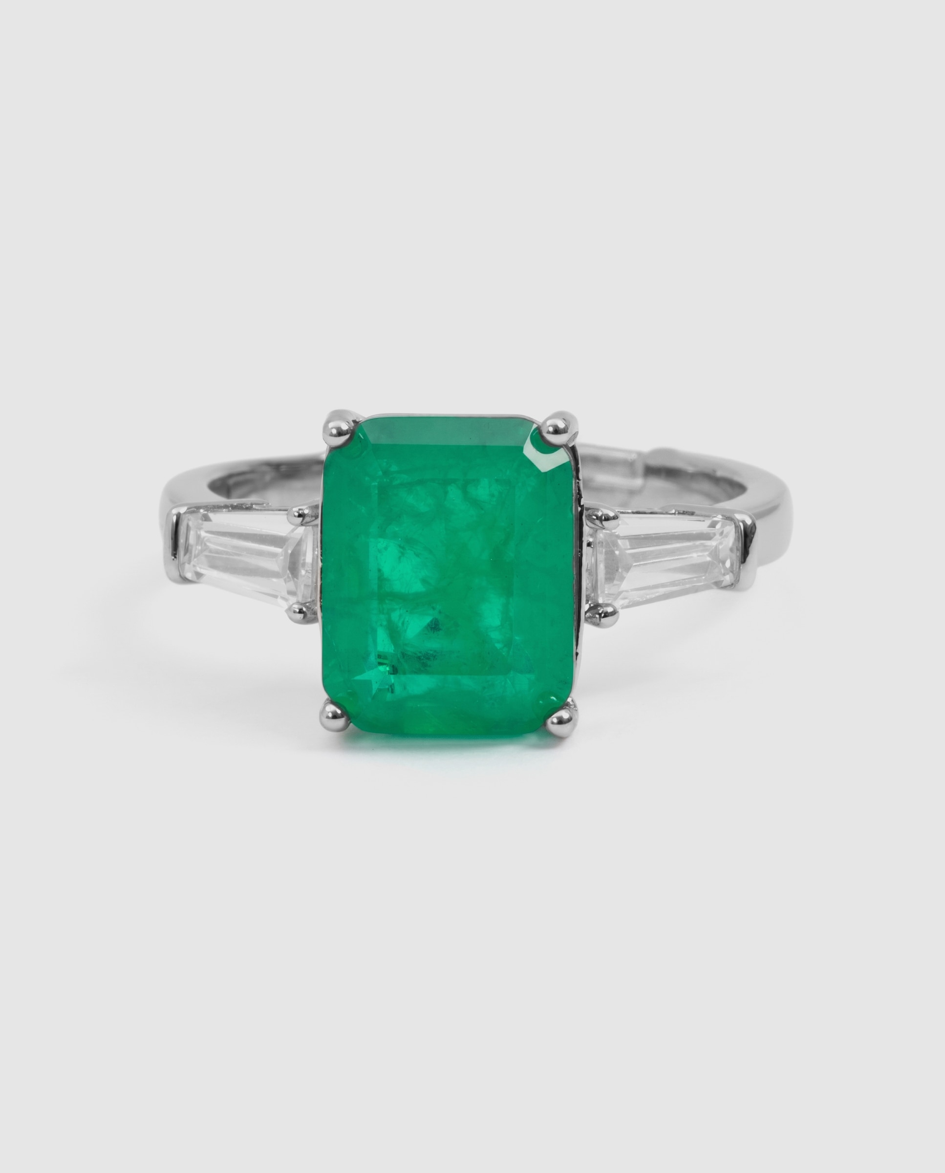 Anillo africa con cuarzo hidrotermal paraiba acabado en rodio - Luxenter - Verde Verde-6