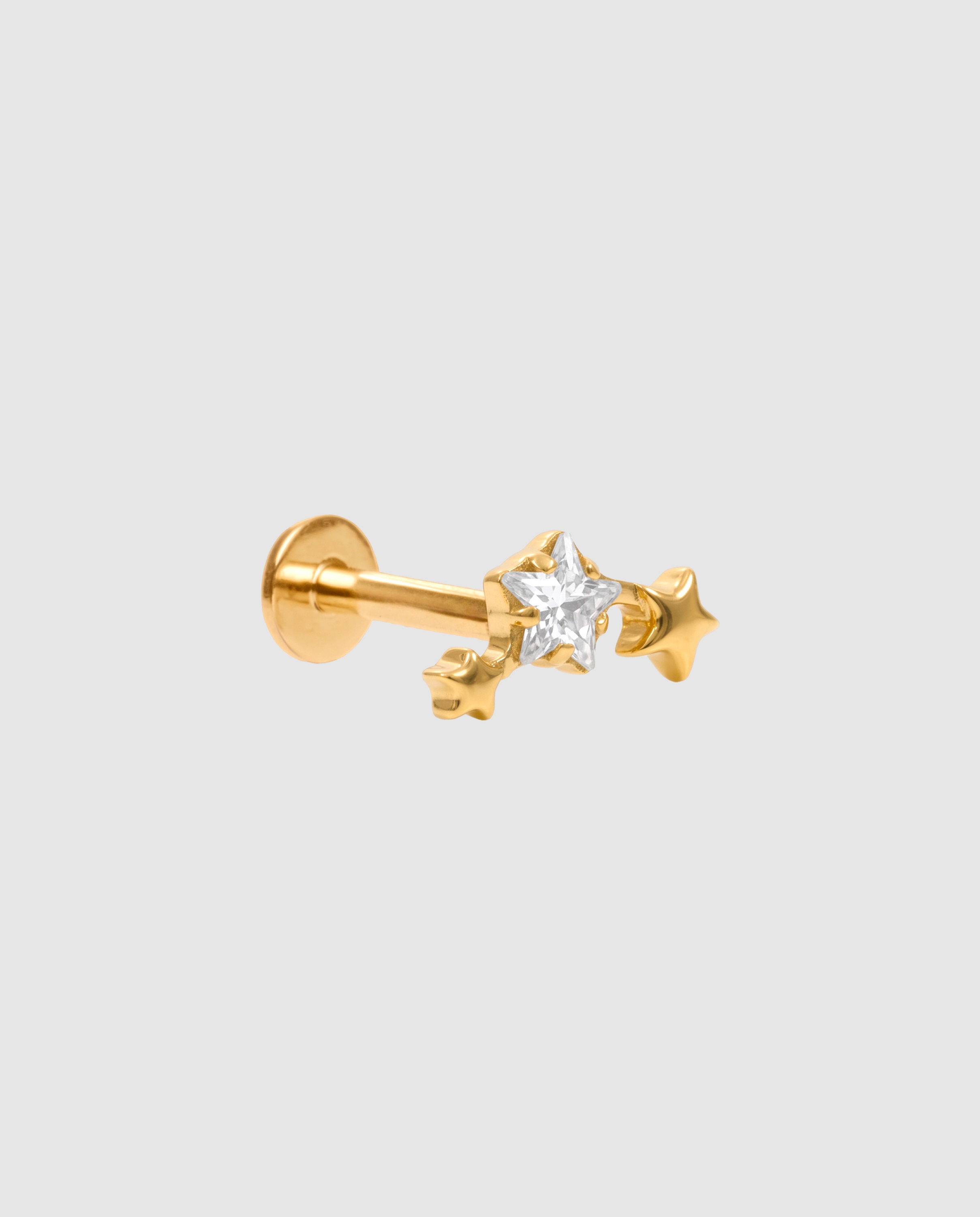 Imagen 0 de Piercing de titanio con circonita acabado en oro de 18k Blanco