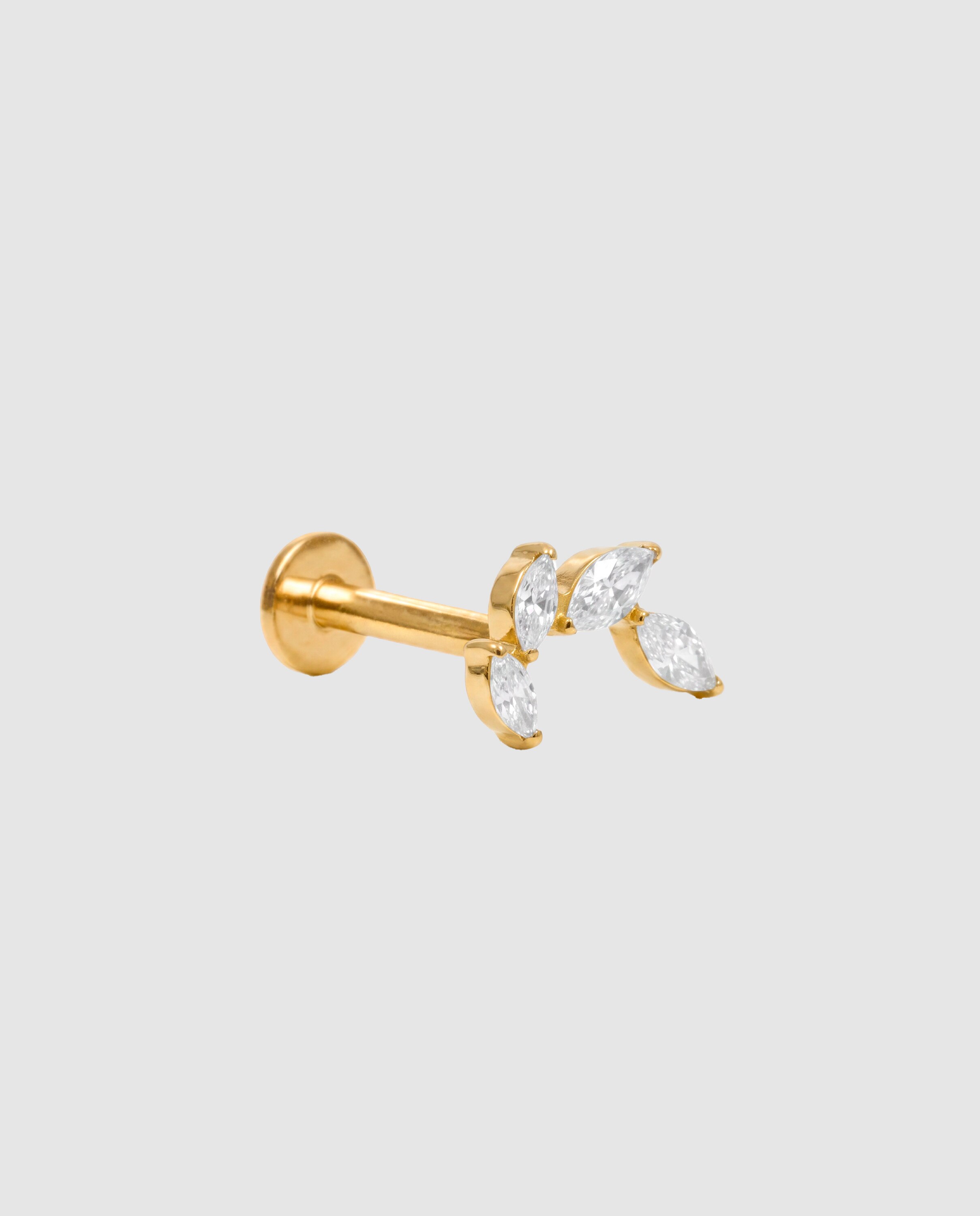 Piercing de titanio con circonita acabado en oro de 18k - Luxenter - Blanco Blanco-1